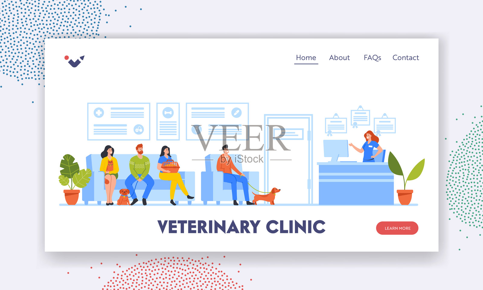 动物医院医药护理登陆页面插画图片素材