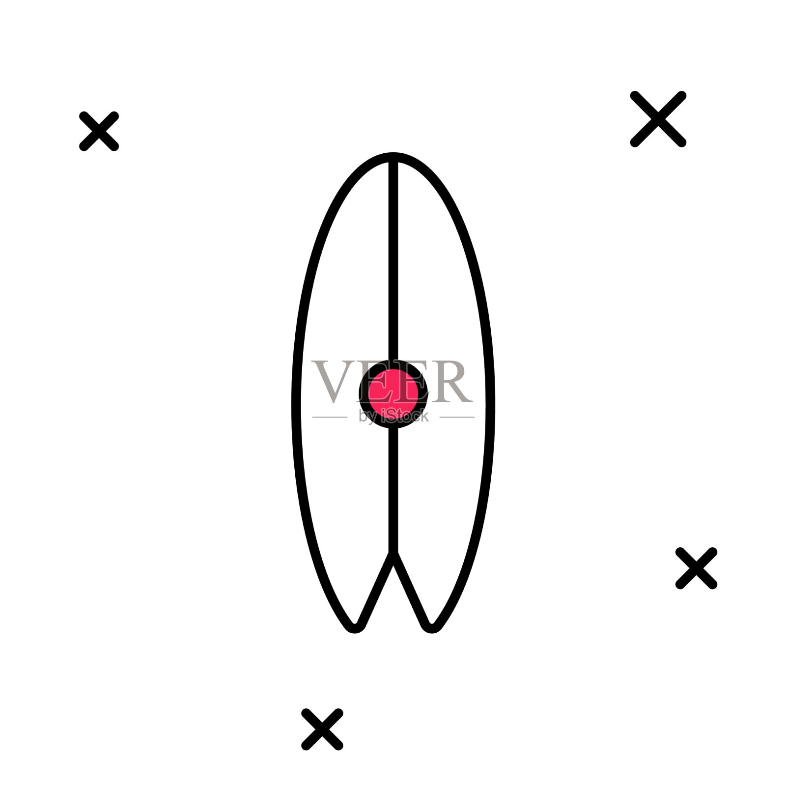 填充轮廓冲浪板图标孤立在白色图标素材