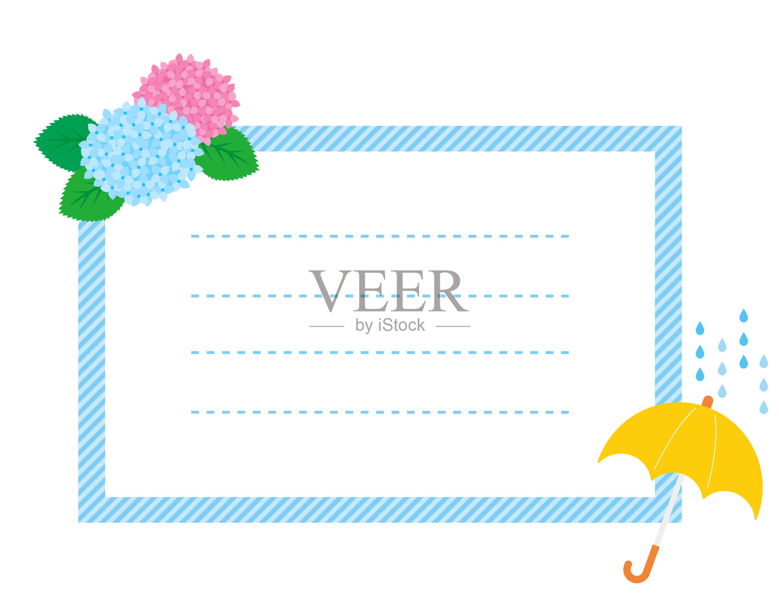 矢量插图绣球花。雨季的鲜花。插画图片素材