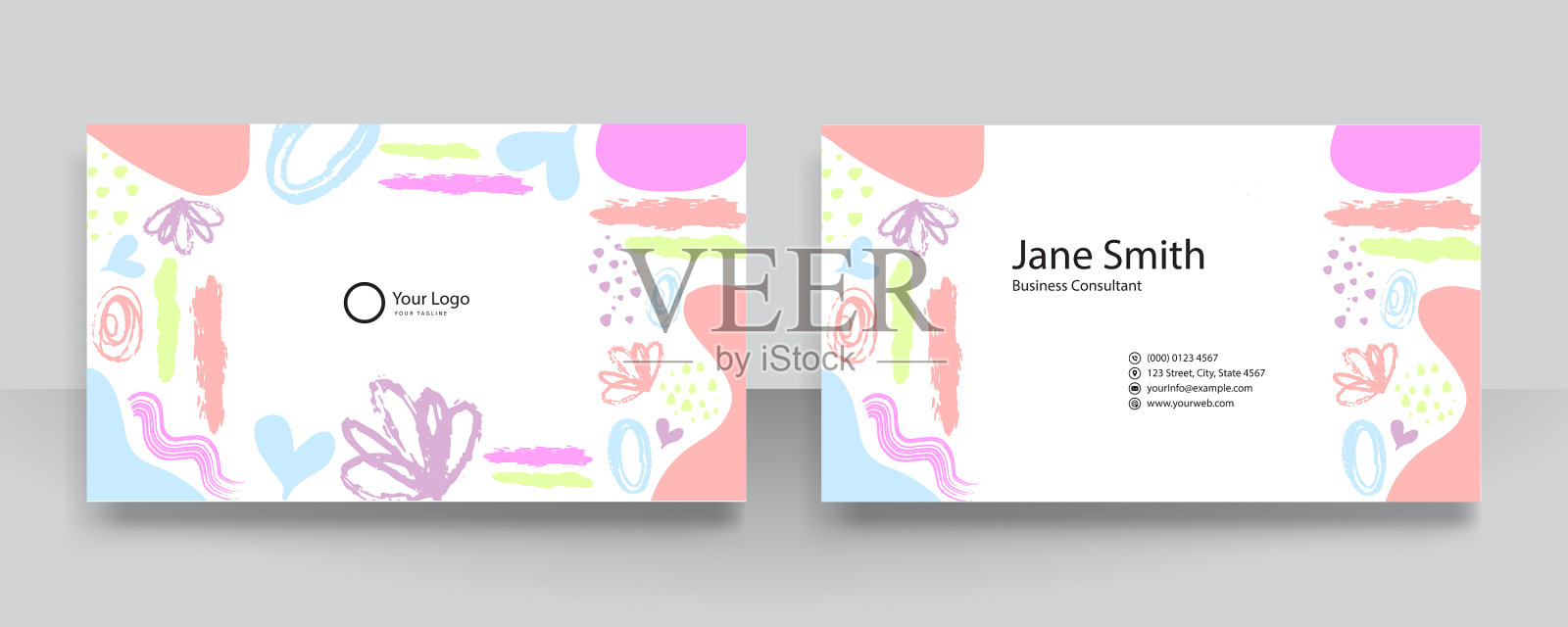 手绘有机形状的现代拼贴画插画图片素材