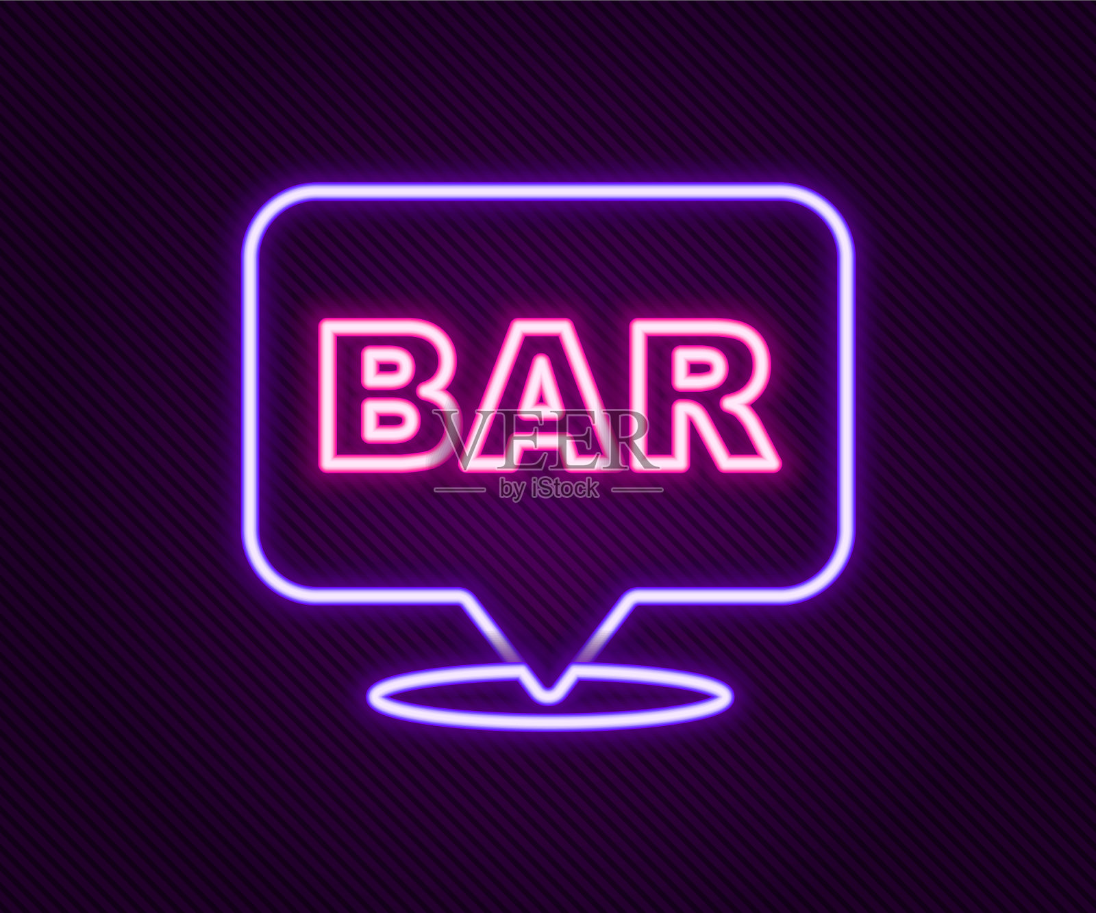 霓虹灯线酒精酒吧或啤酒酒吧的位置插画图片素材