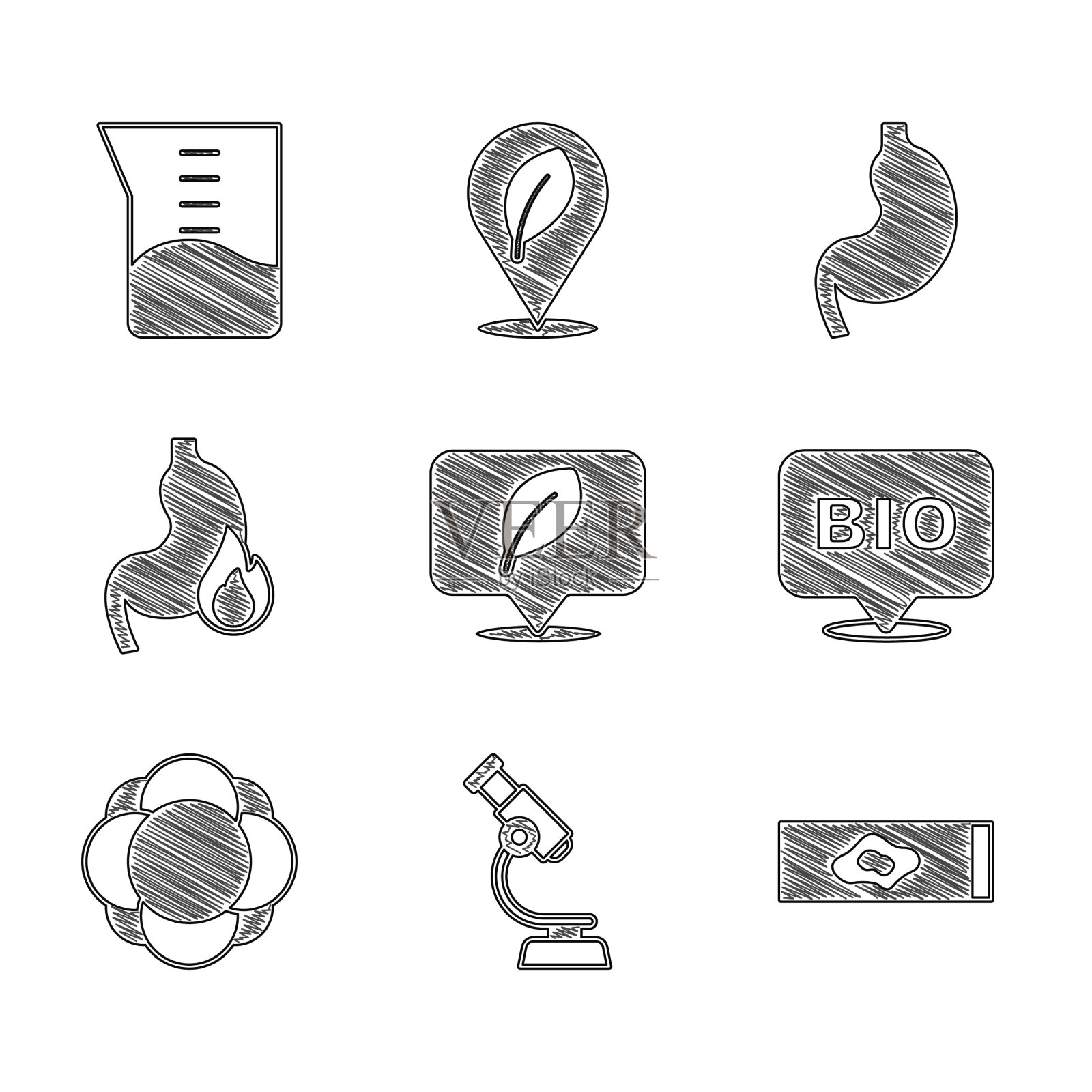 设置位置用叶片显微镜验血和图标素材