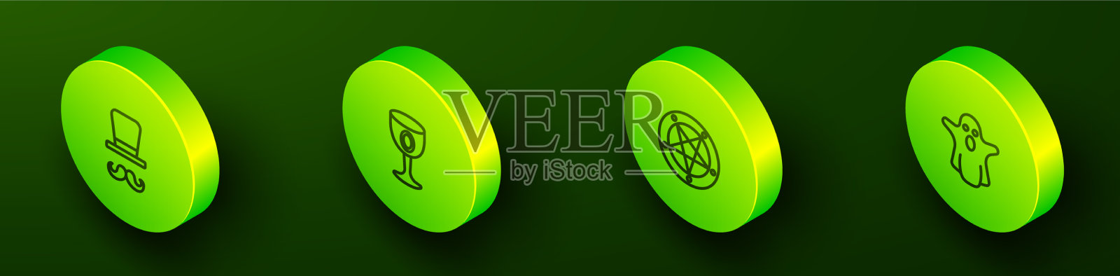 设置等距线魔术师中世纪高脚杯图标素材