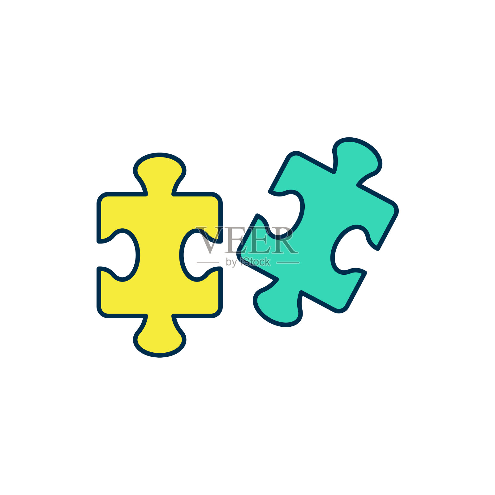 填满轮廓拼图碎片玩具图标孤立上图标素材