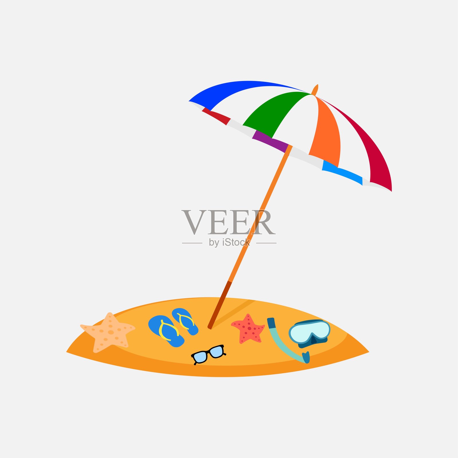 沙滩伞。休息。矢量图插画图片素材