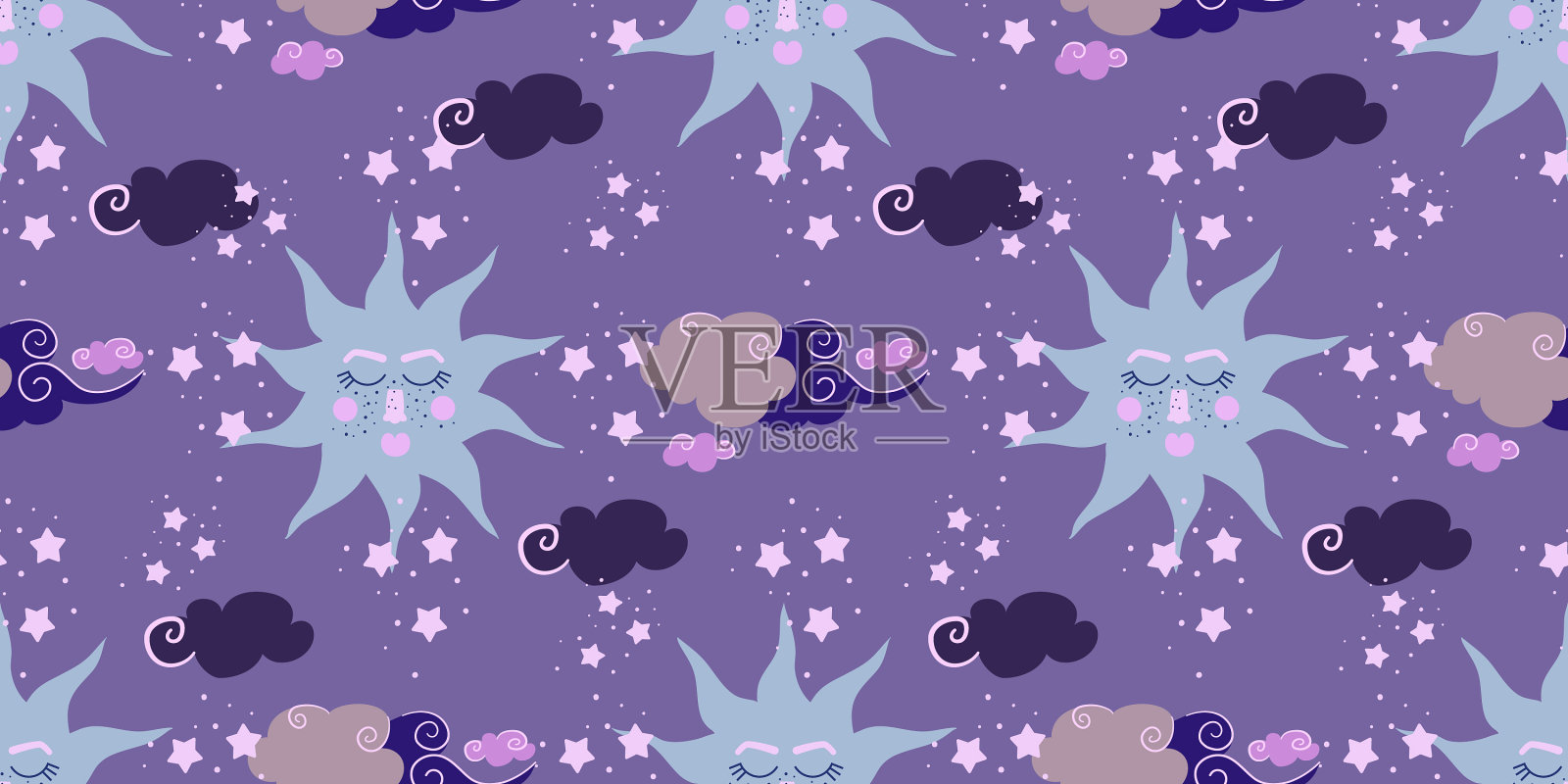 神秘背景与太阳和云魔法插画图片素材