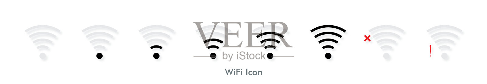 Wifi符号图标的设置。信号强度设计向量图标素材