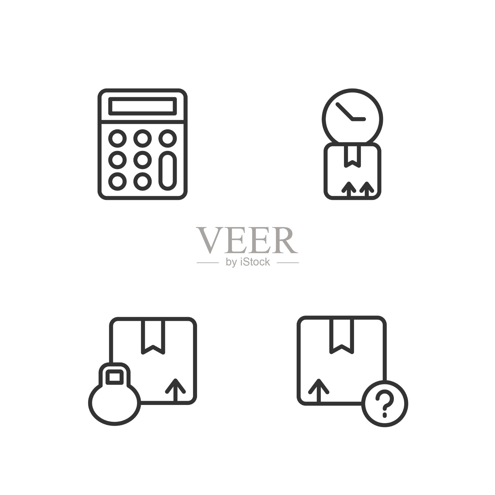 纸箱计算器和纸箱设定线图标素材