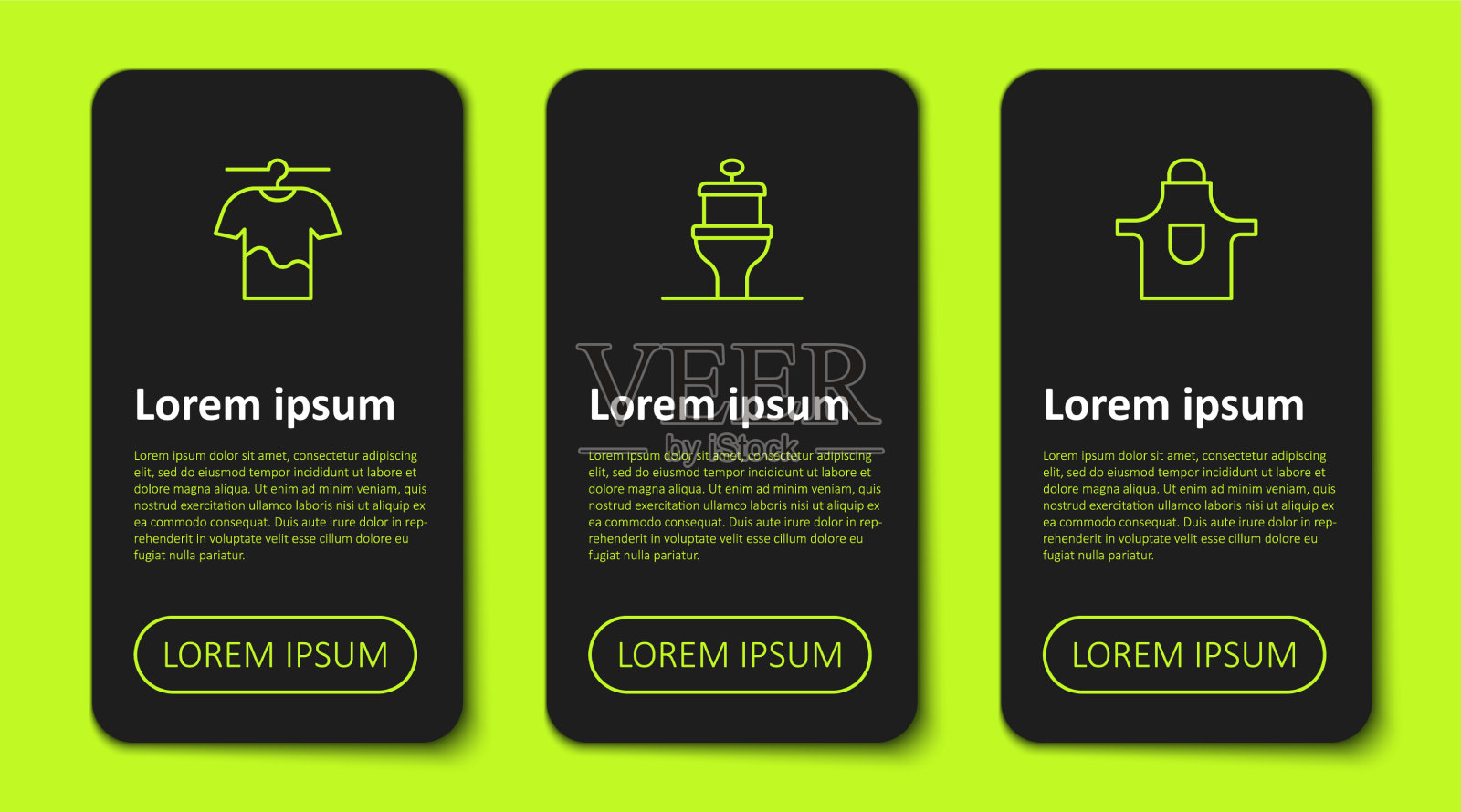 设置晾衣绳、马桶和厨房图标素材