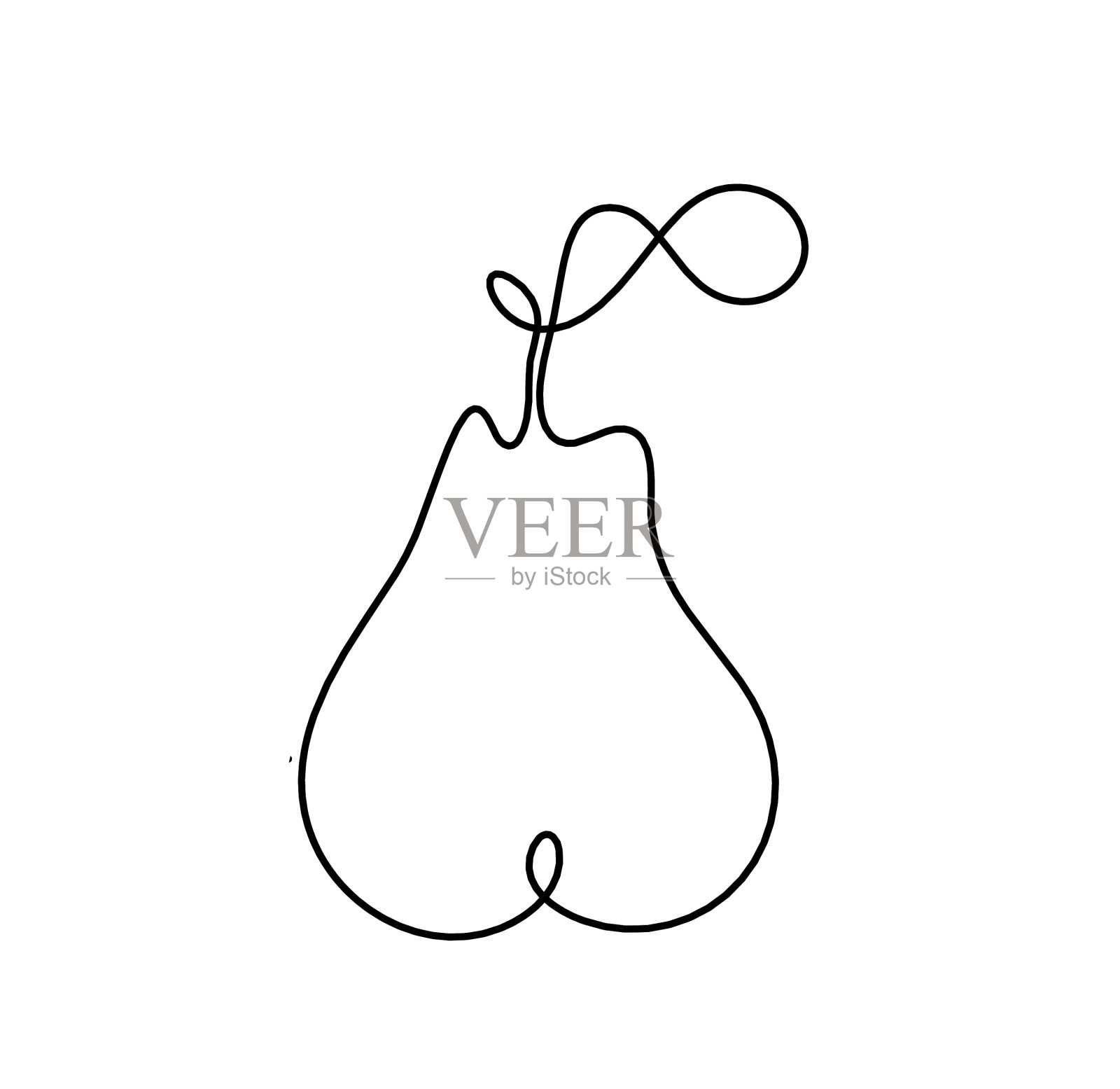 在白色背景上画线梨插画图片素材