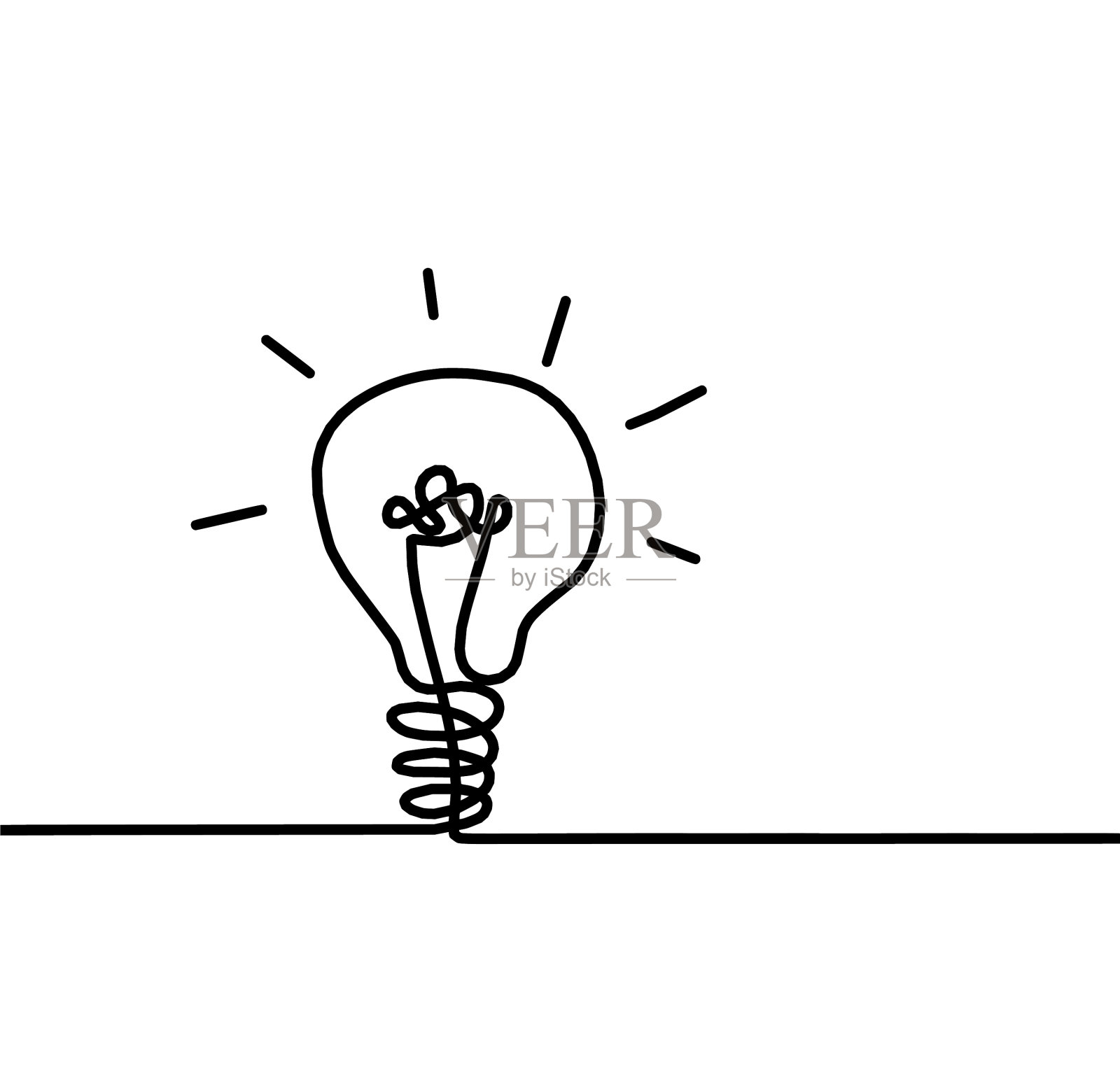 抽象灯泡在白色上画线设计元素图片