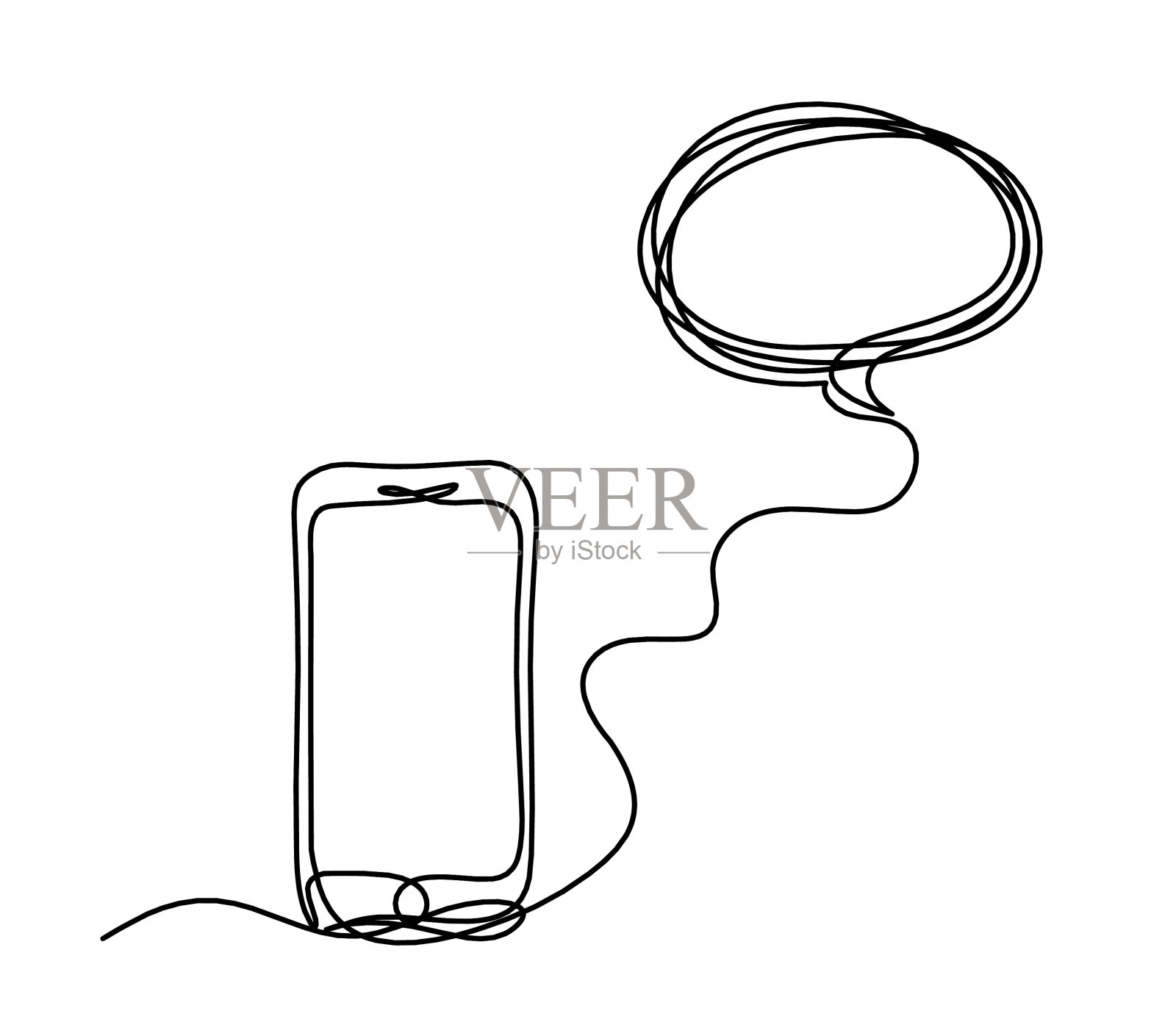 摘要移动以语音气泡为线插画图片素材