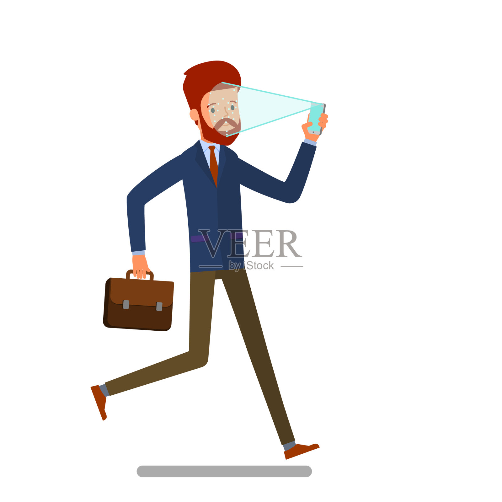 概念人脸识别卡通业务设计元素图片