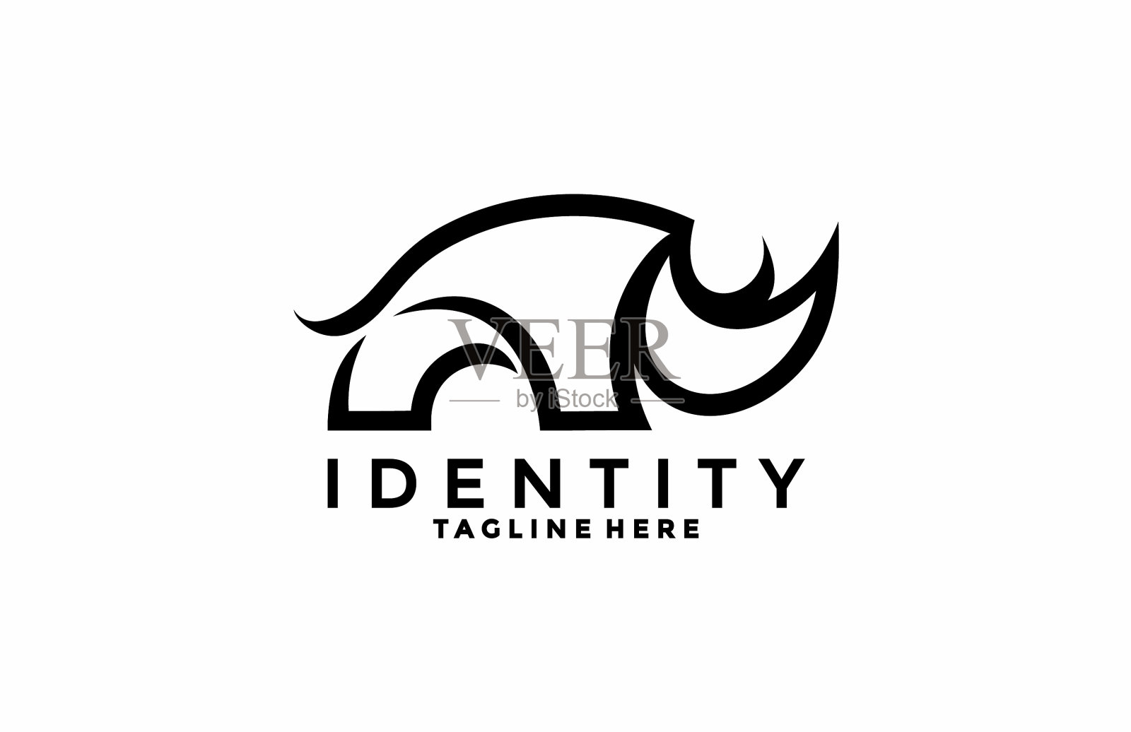 时髦的线条犀牛标志插画图片素材