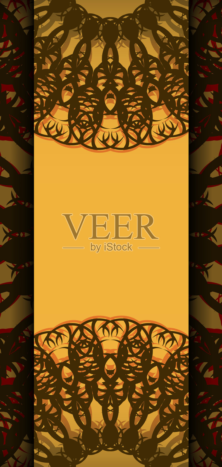 黄牌与曼荼罗棕色装饰为您插画图片素材