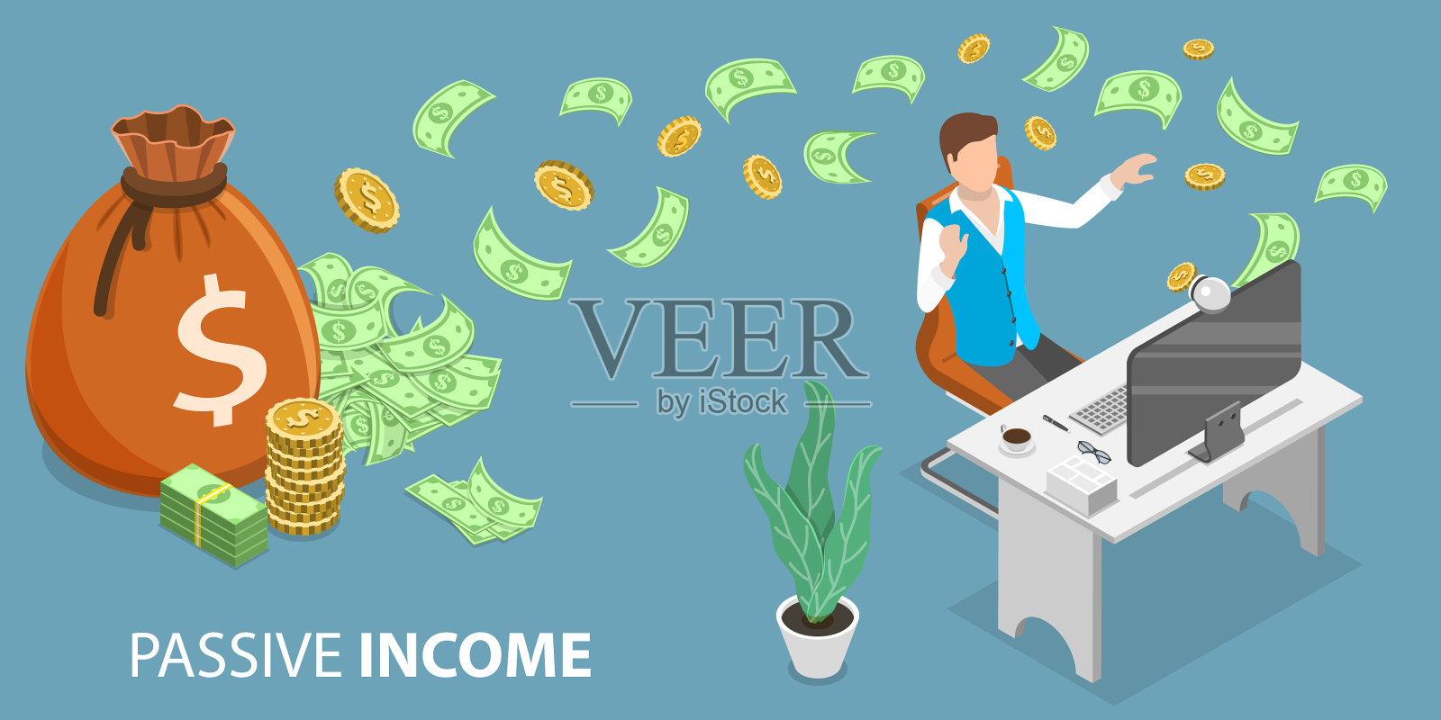 三维等距平面概念插画图片素材