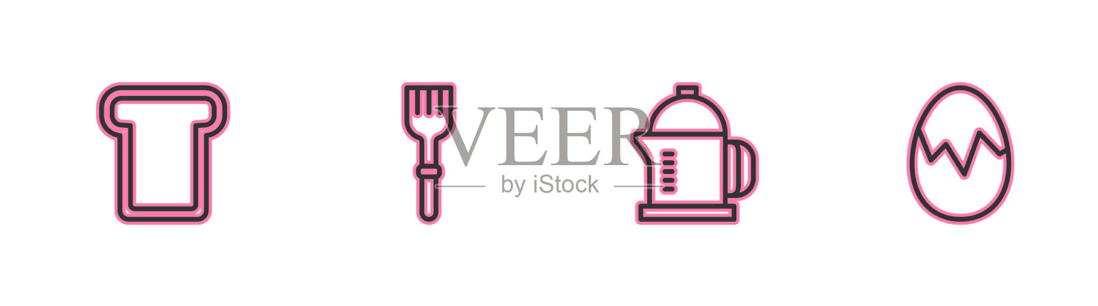 固定线面包、吐司、法式压叉和图标素材