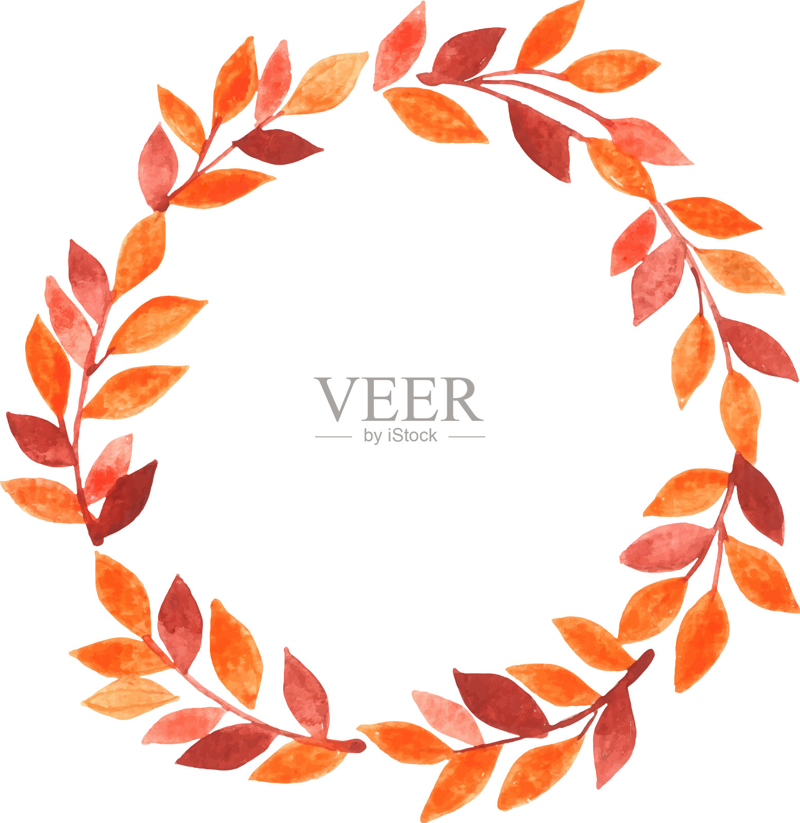 五彩缤纷的落叶花环水彩设计元素图片