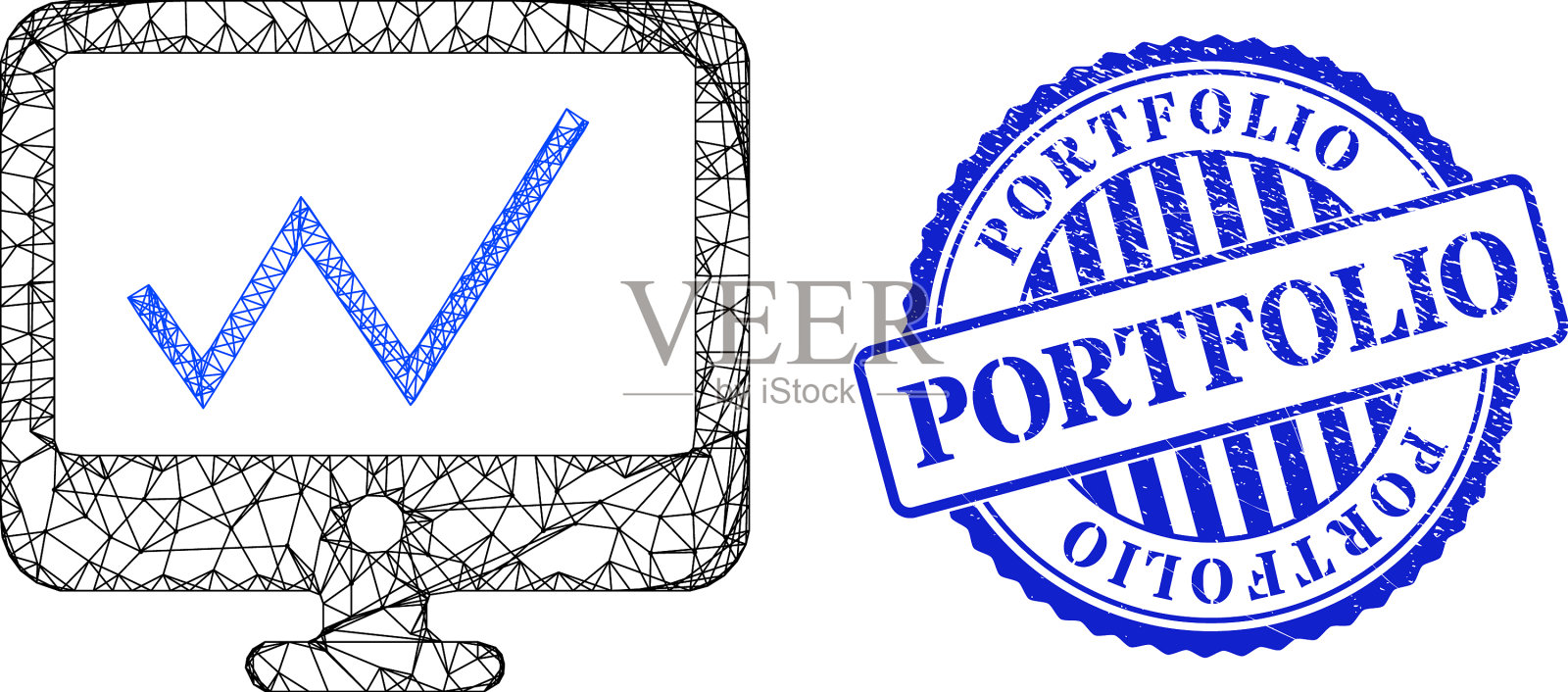 橡胶图章和网图监控插画图片素材