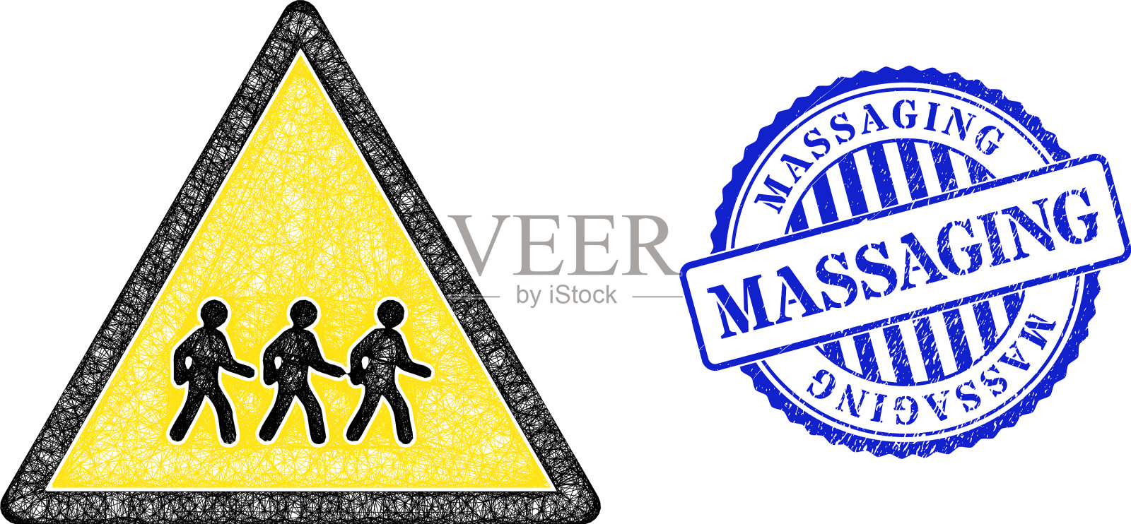 挠按摩戳和网行人插画图片素材