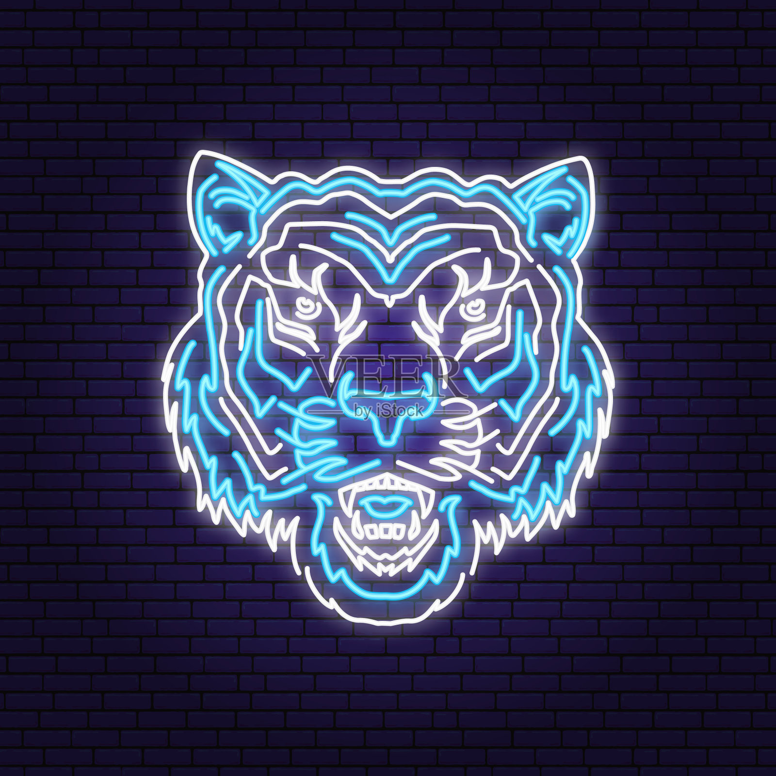 快乐的中国新年霓虹灯贺卡传单插画图片素材