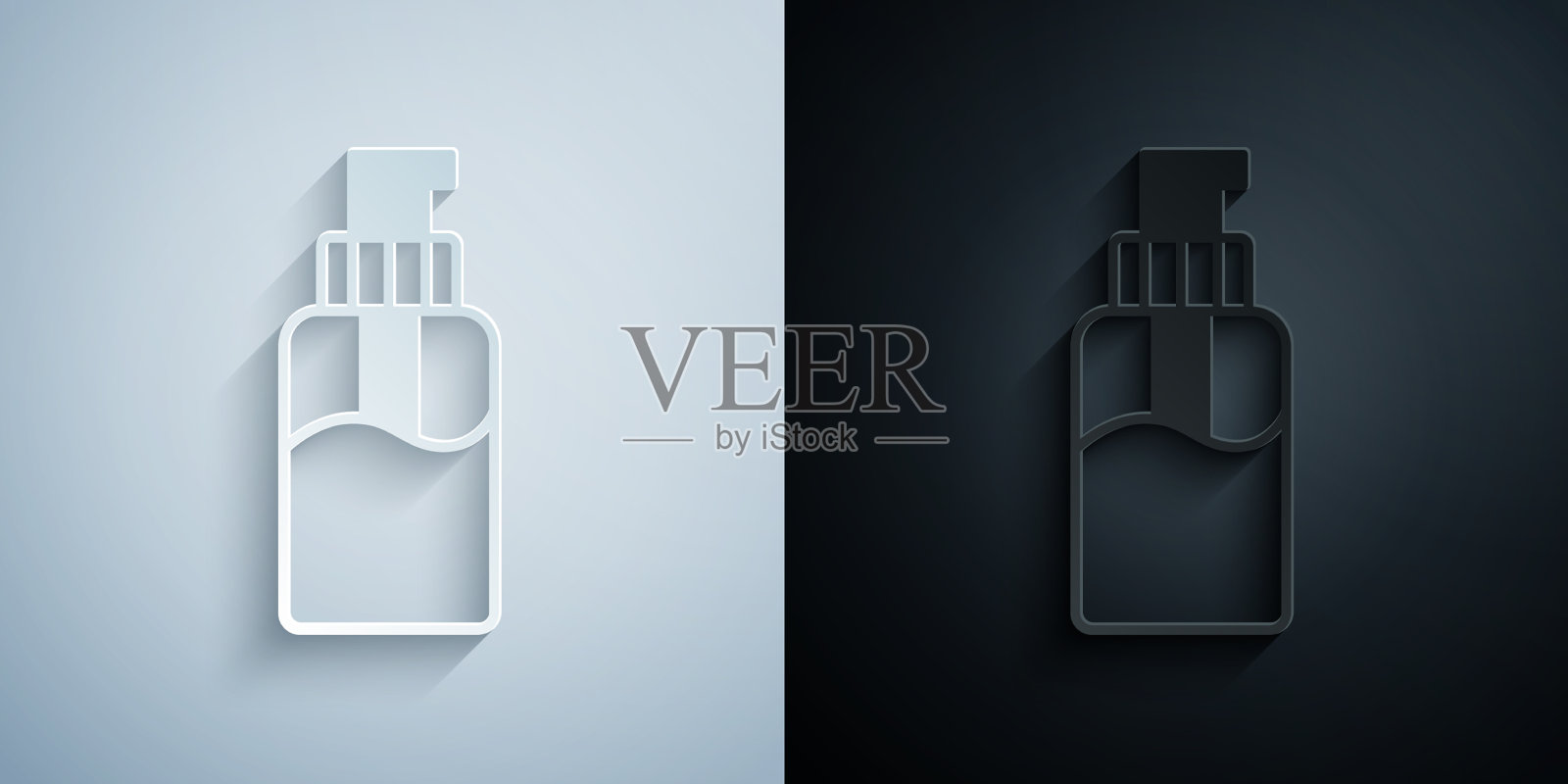 剪纸瓶的液体抗菌肥皂用插画图片素材