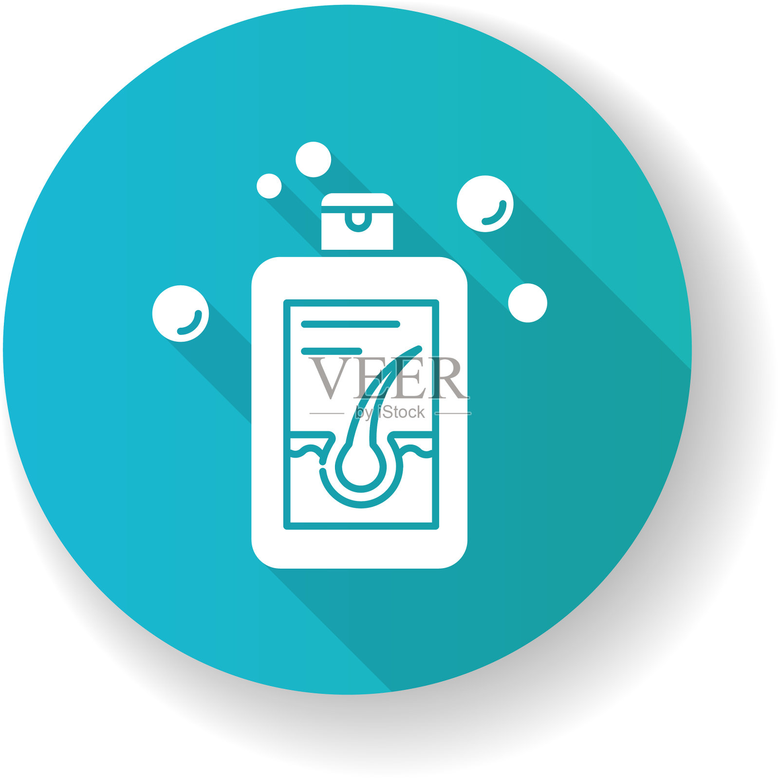 洗发水蓝色平设计长阴影字形图标图标素材