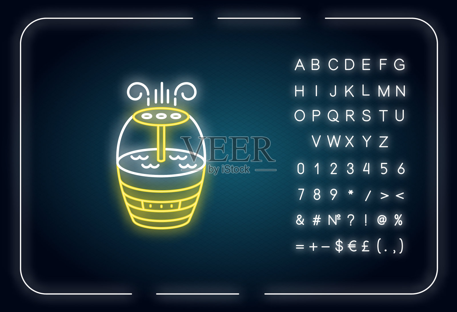 空气净化家用电器霓虹灯图标插画图片素材