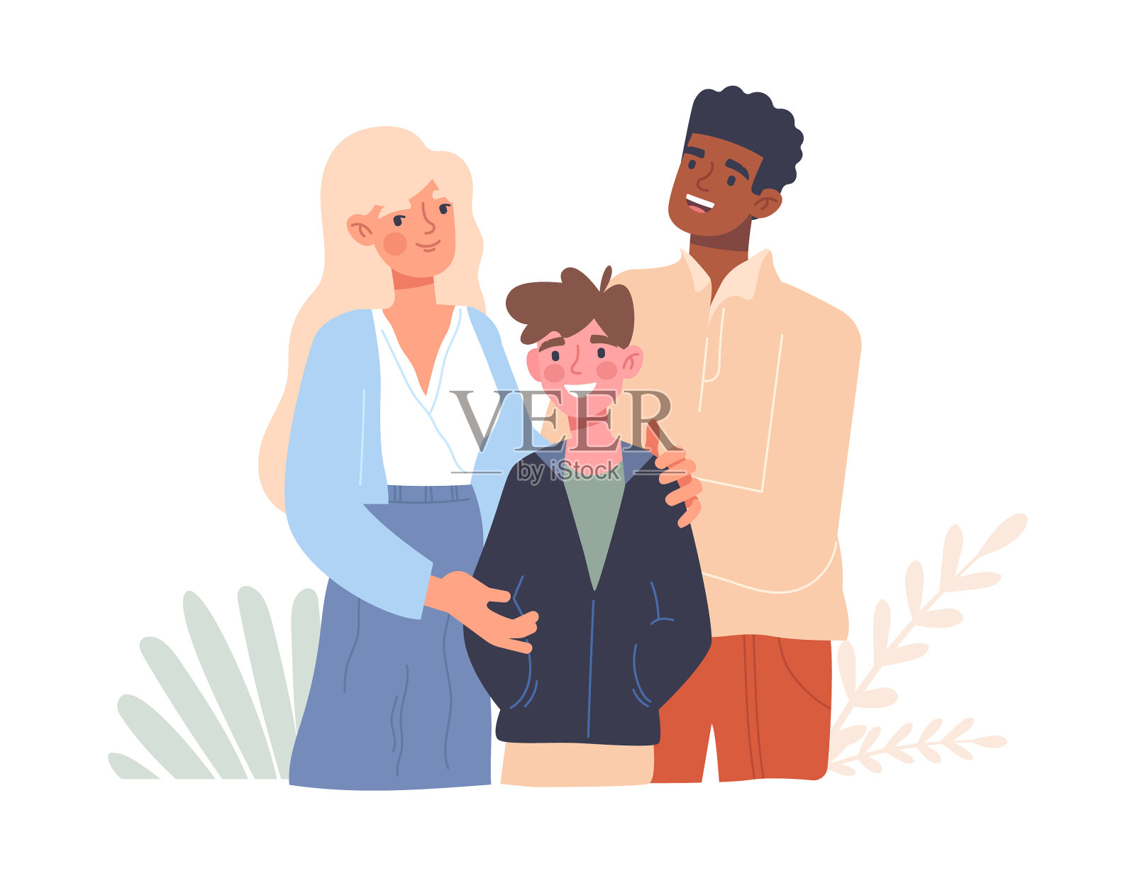 家庭收养的男孩设计元素图片