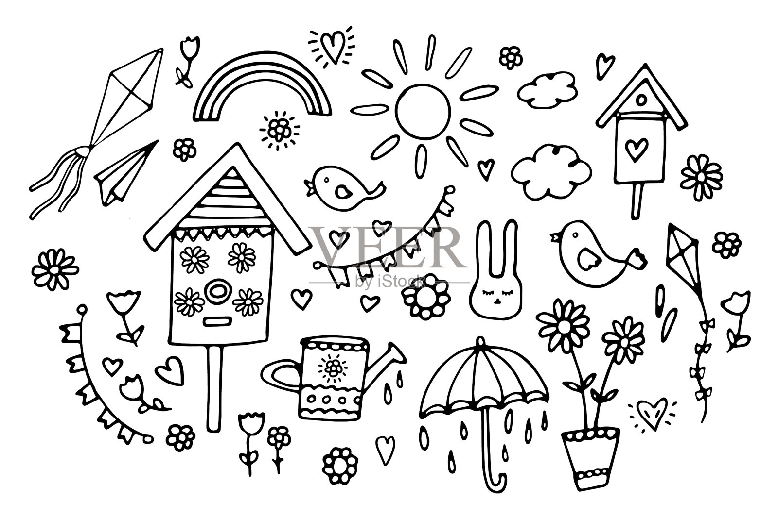 春天无缝模式插画图片素材