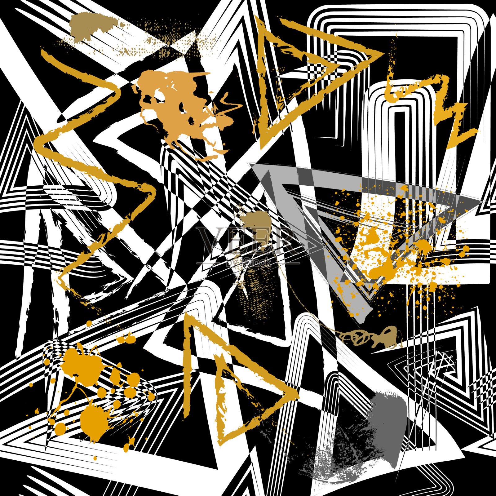 涂鸦三角形无缝图案现代涂鸦插画图片素材