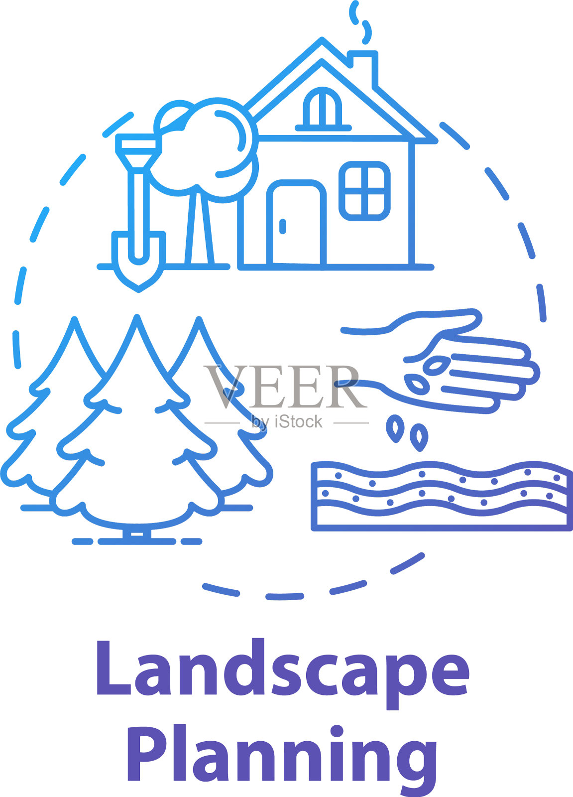 景观规划概念图标播种插画图片素材