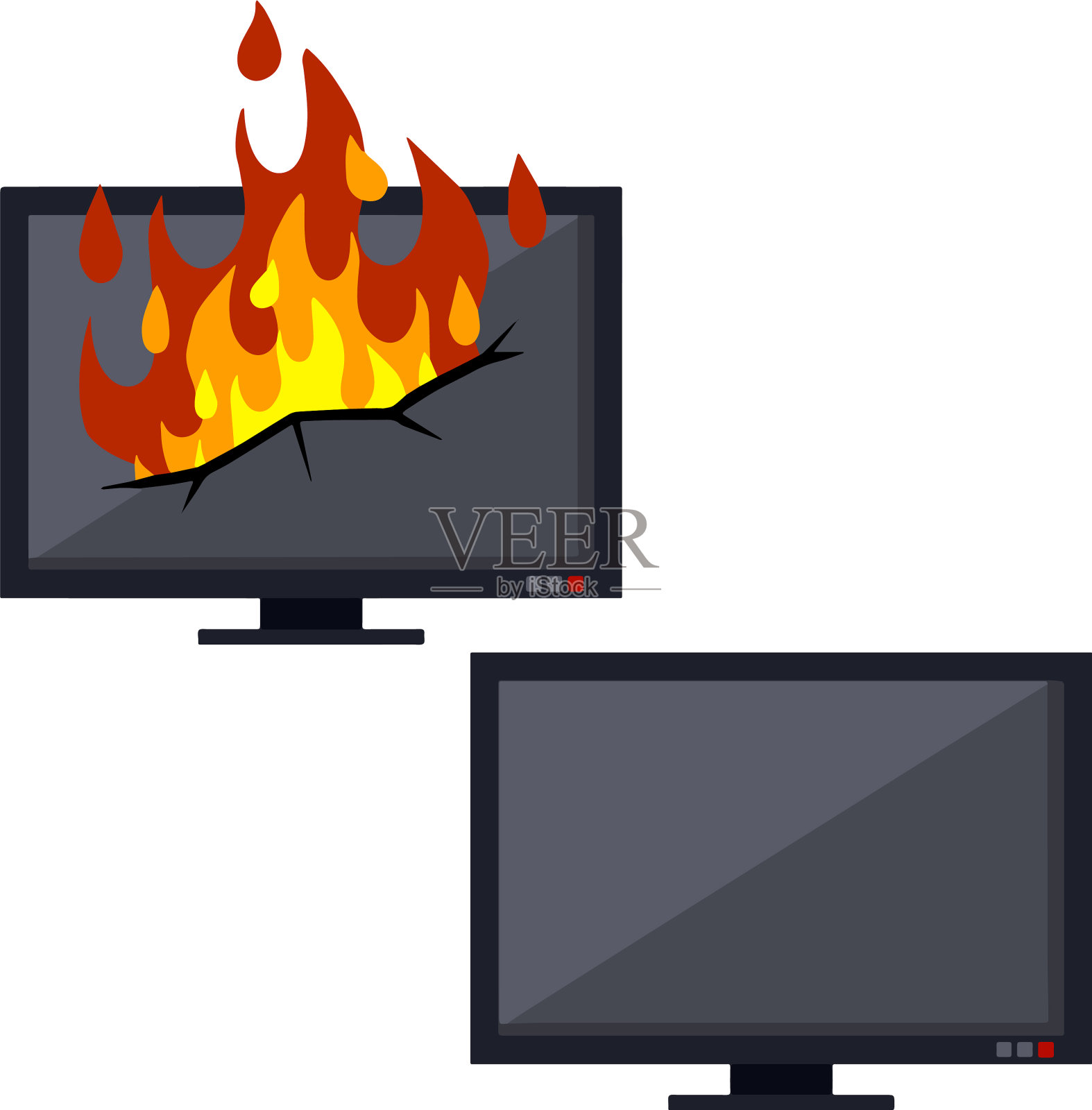 一套家用电器坏了的电视设计元素图片