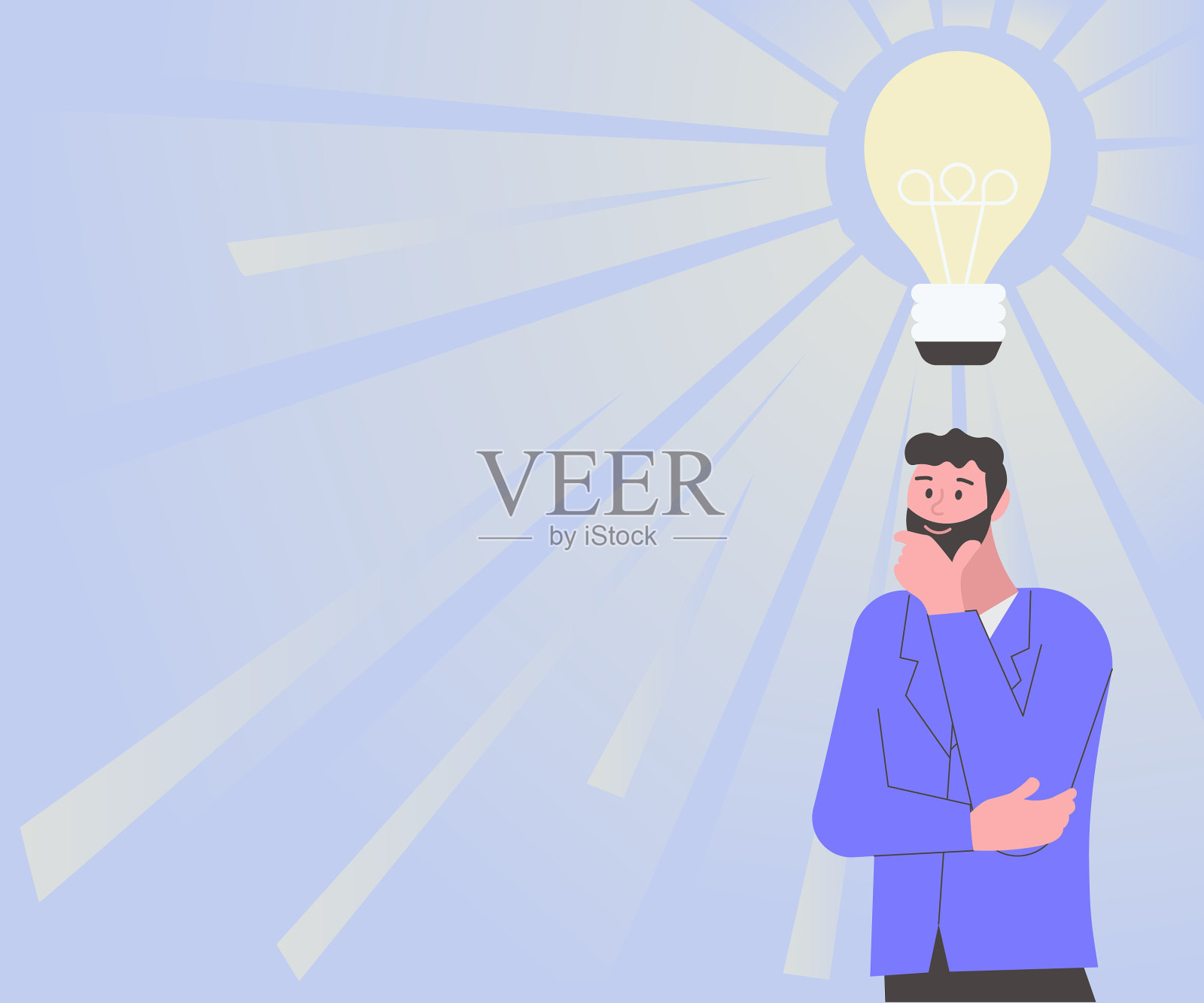 一个人站在那里想出惊人的新想法插画图片素材