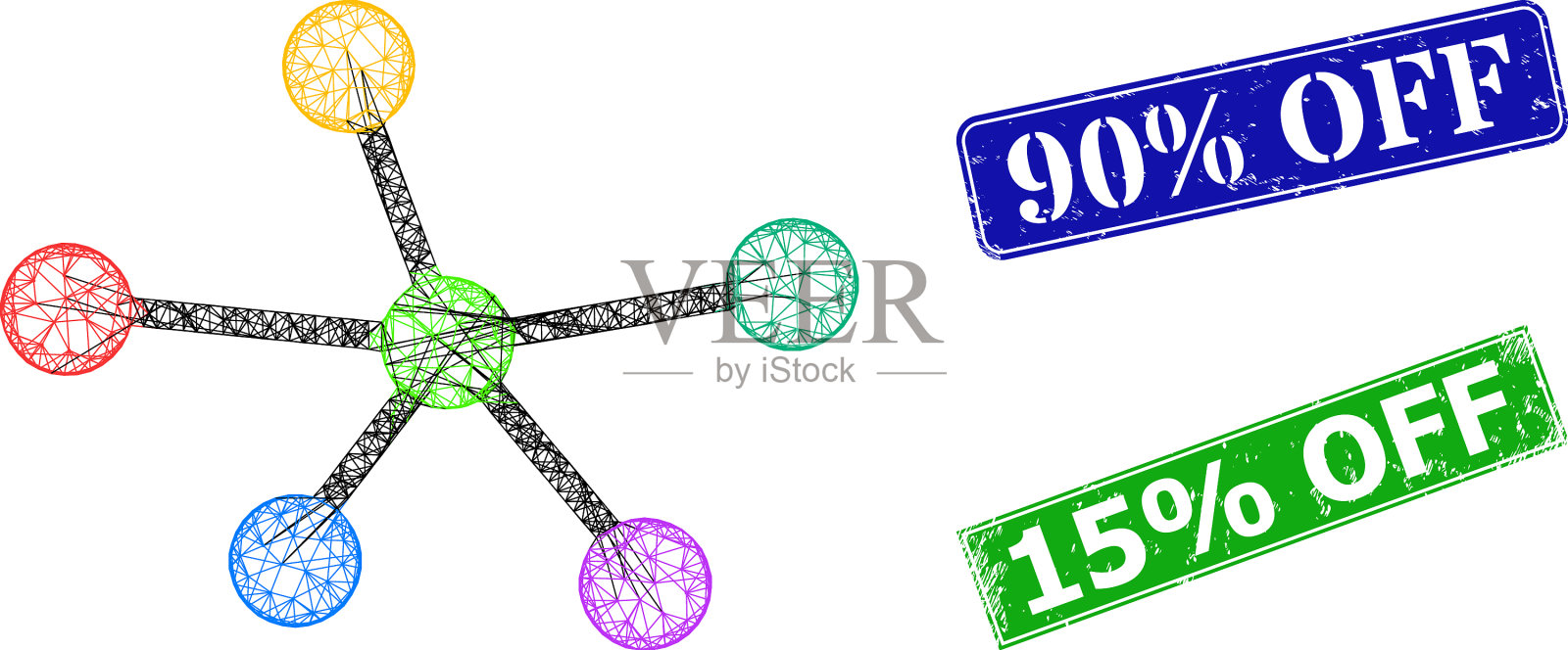 划掉90%的封条和三角网插画图片素材