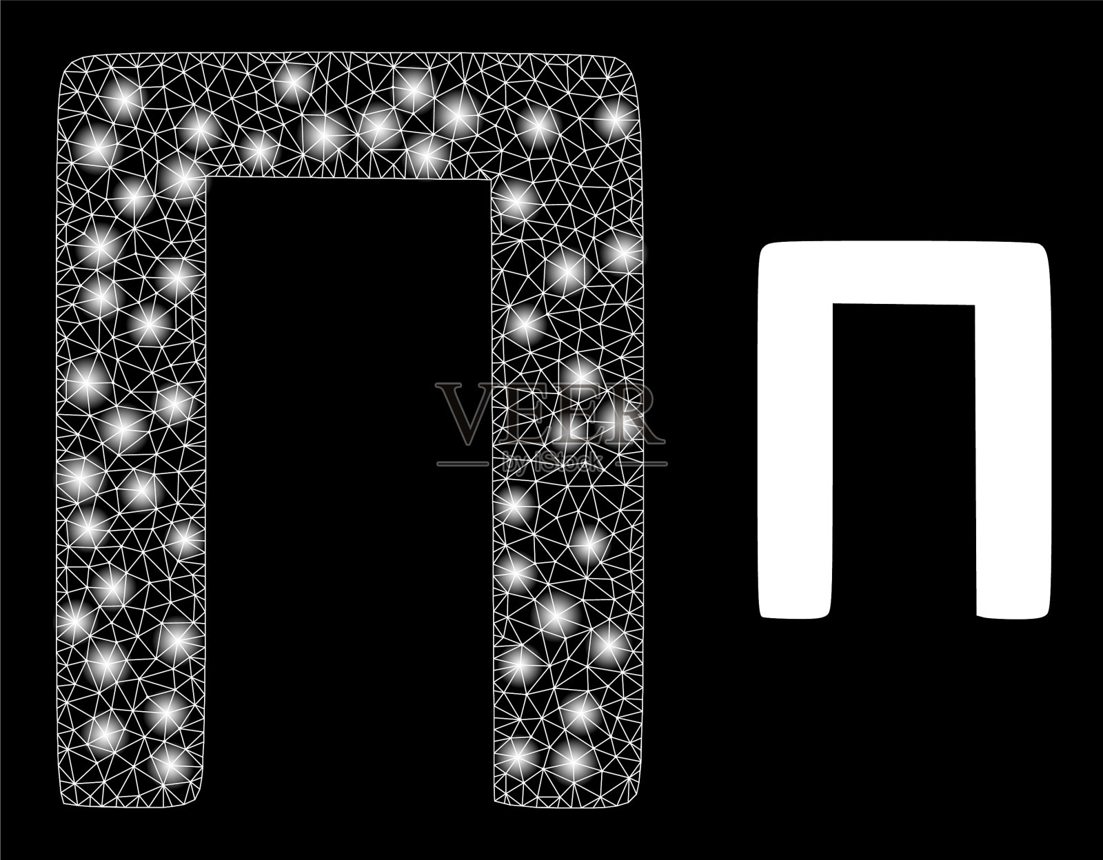 多边形二维网格PI与光点希腊符号插画图片素材