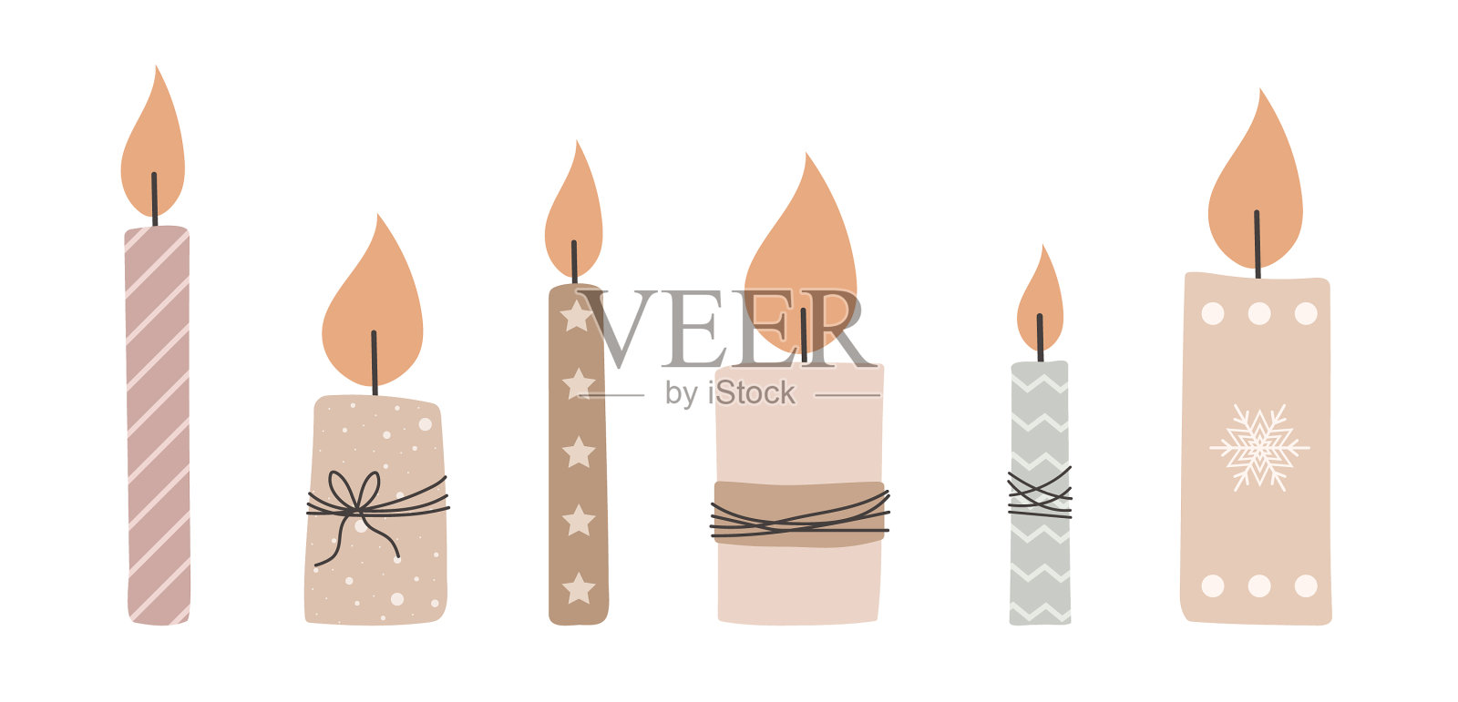 圣诞蜡烛系列斯堪的纳维亚冬季插画图片素材