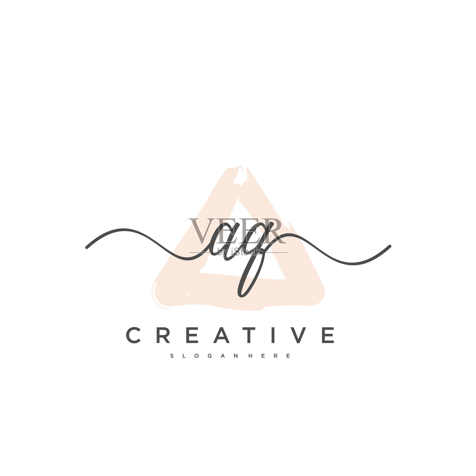 Aq初始手写极简几何标志插画图片素材