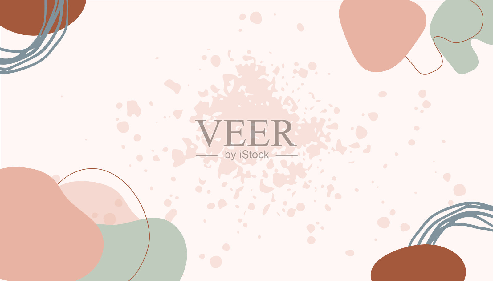 现代最小的彩色手绘有机形状插画图片素材