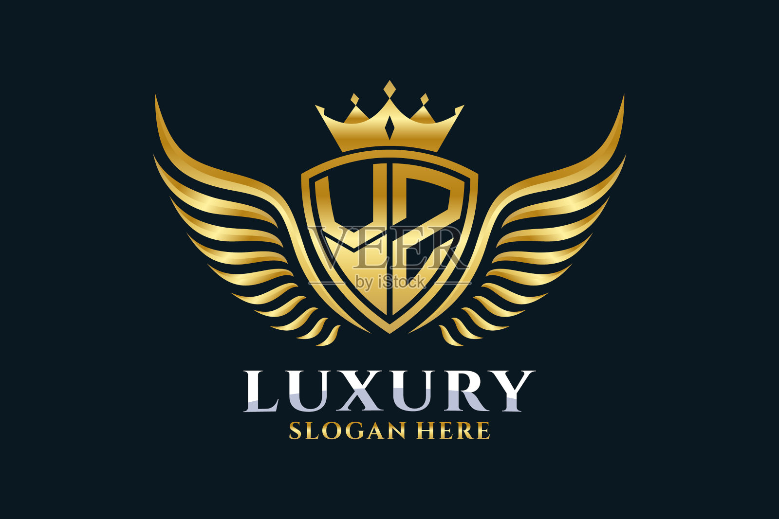 豪华皇家翼字母vz金色徽章插画图片素材