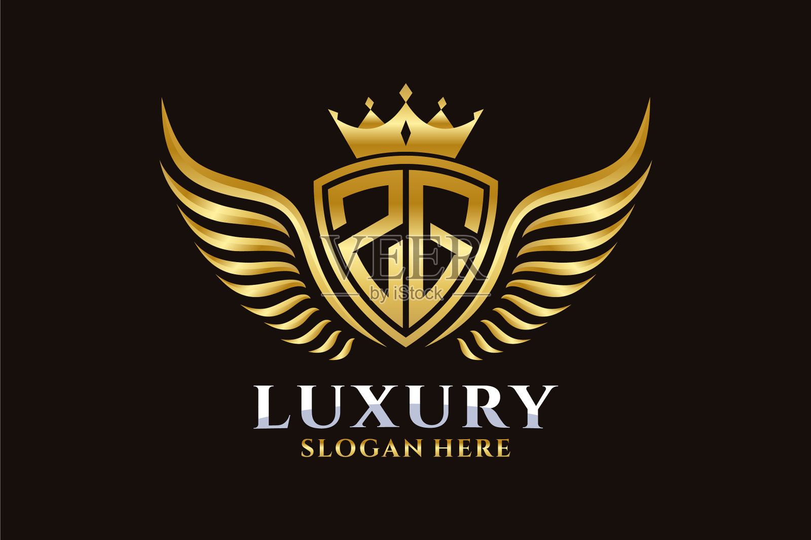 豪华皇家翼字母zg金色徽章插画图片素材