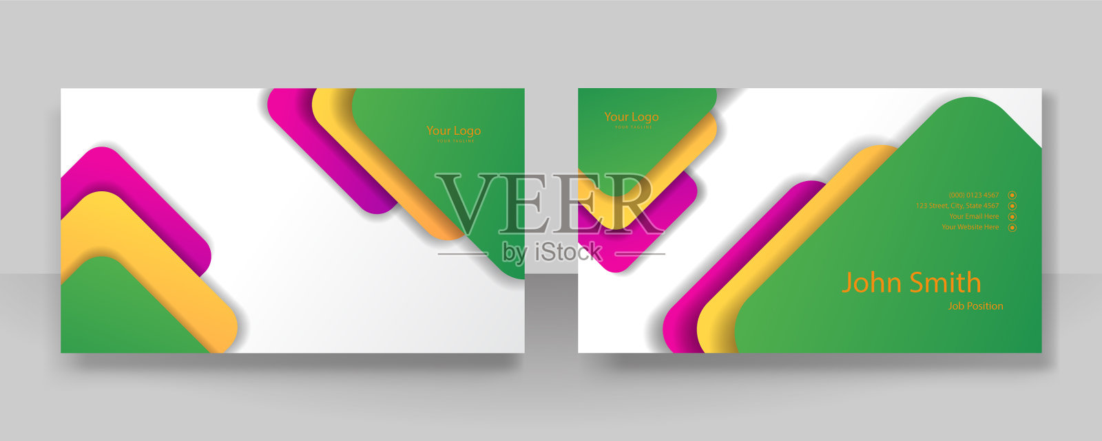 现代优雅简约的绿黄紫插画图片素材