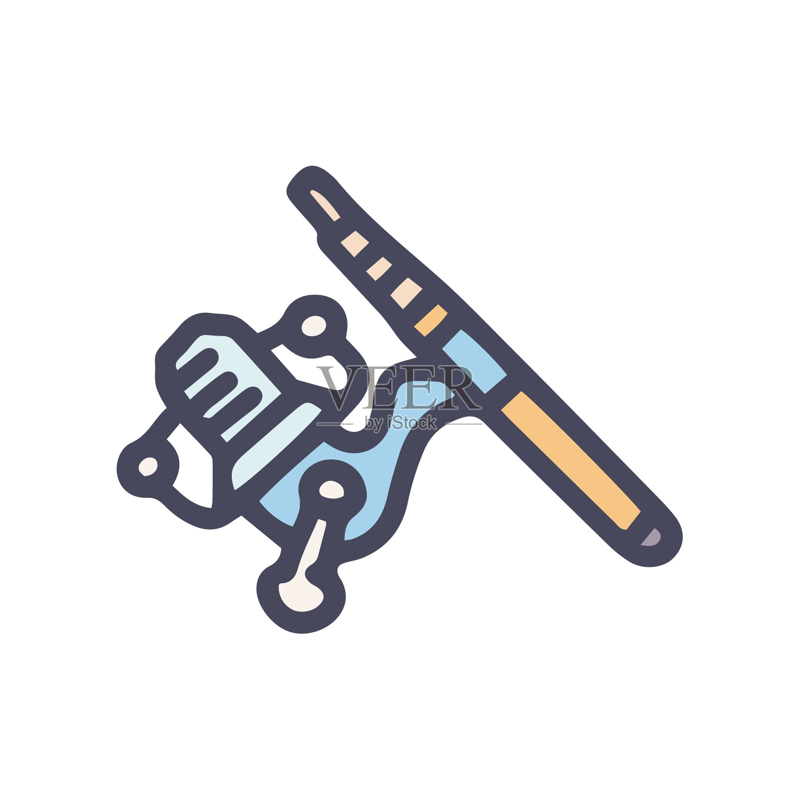 纺纱鱼竿颜色涂鸦简单设计元素图片