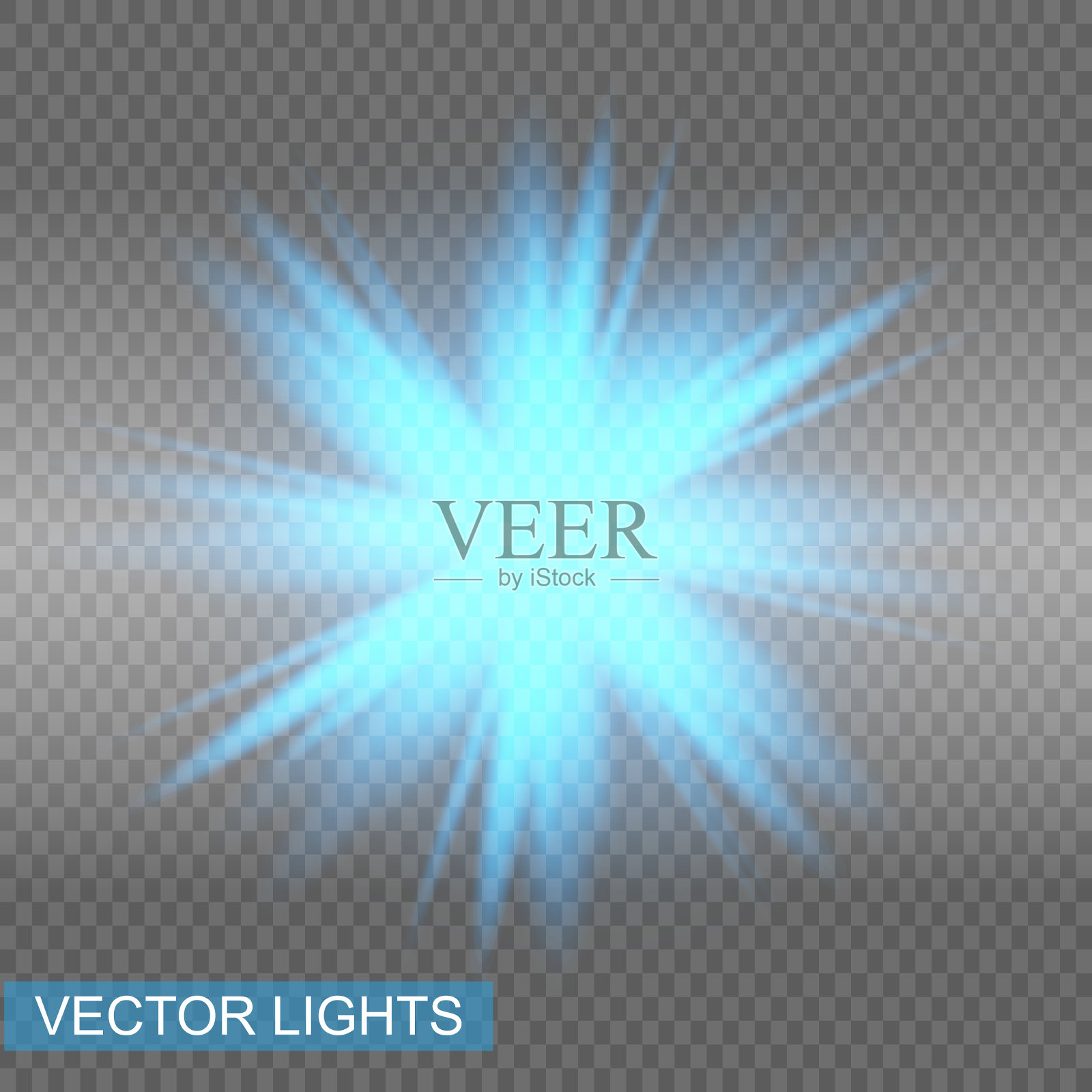 蓝色发光的灯光效果孤立插画图片素材