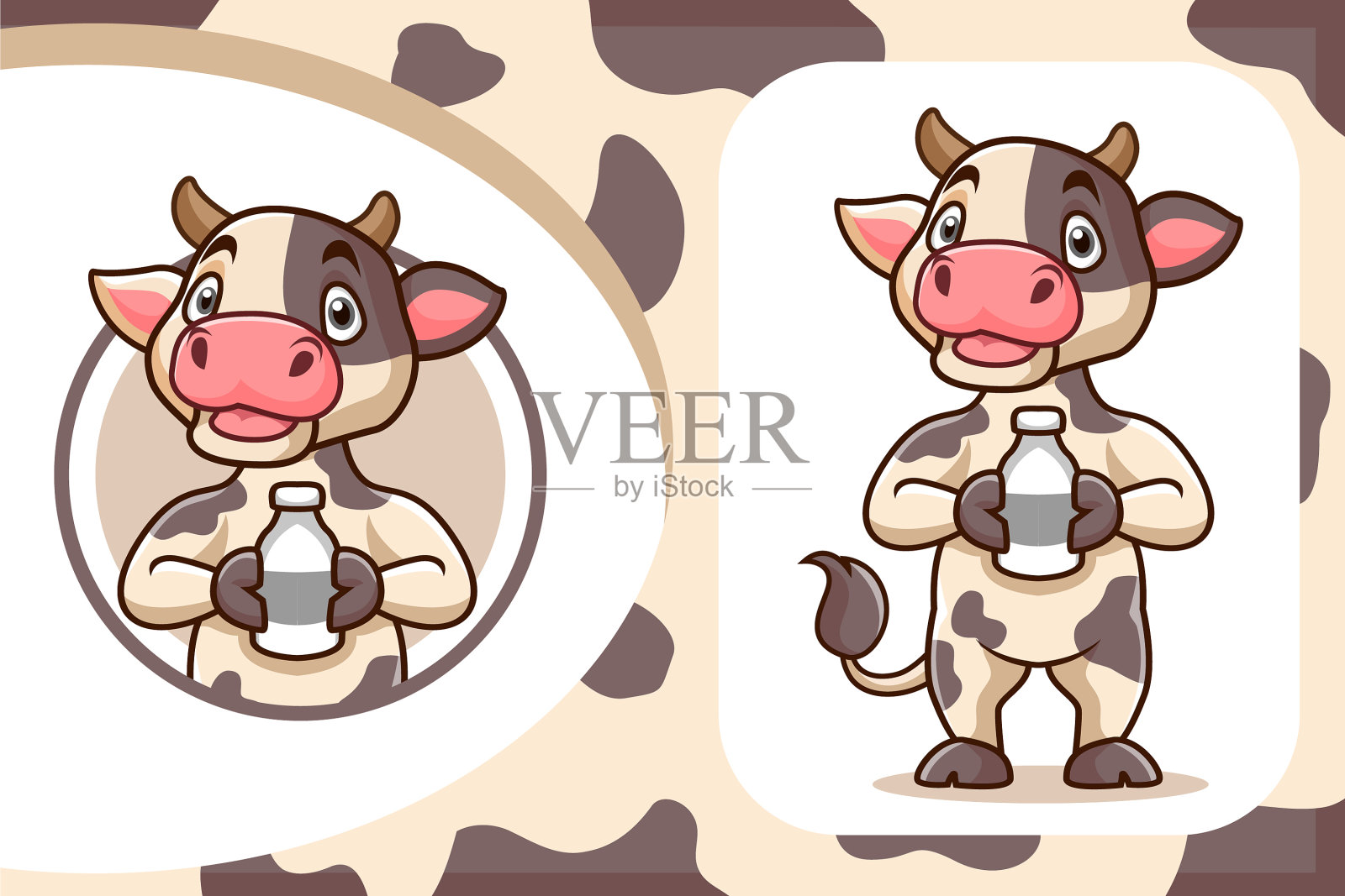 卡通奶牛设计模板插画图片素材