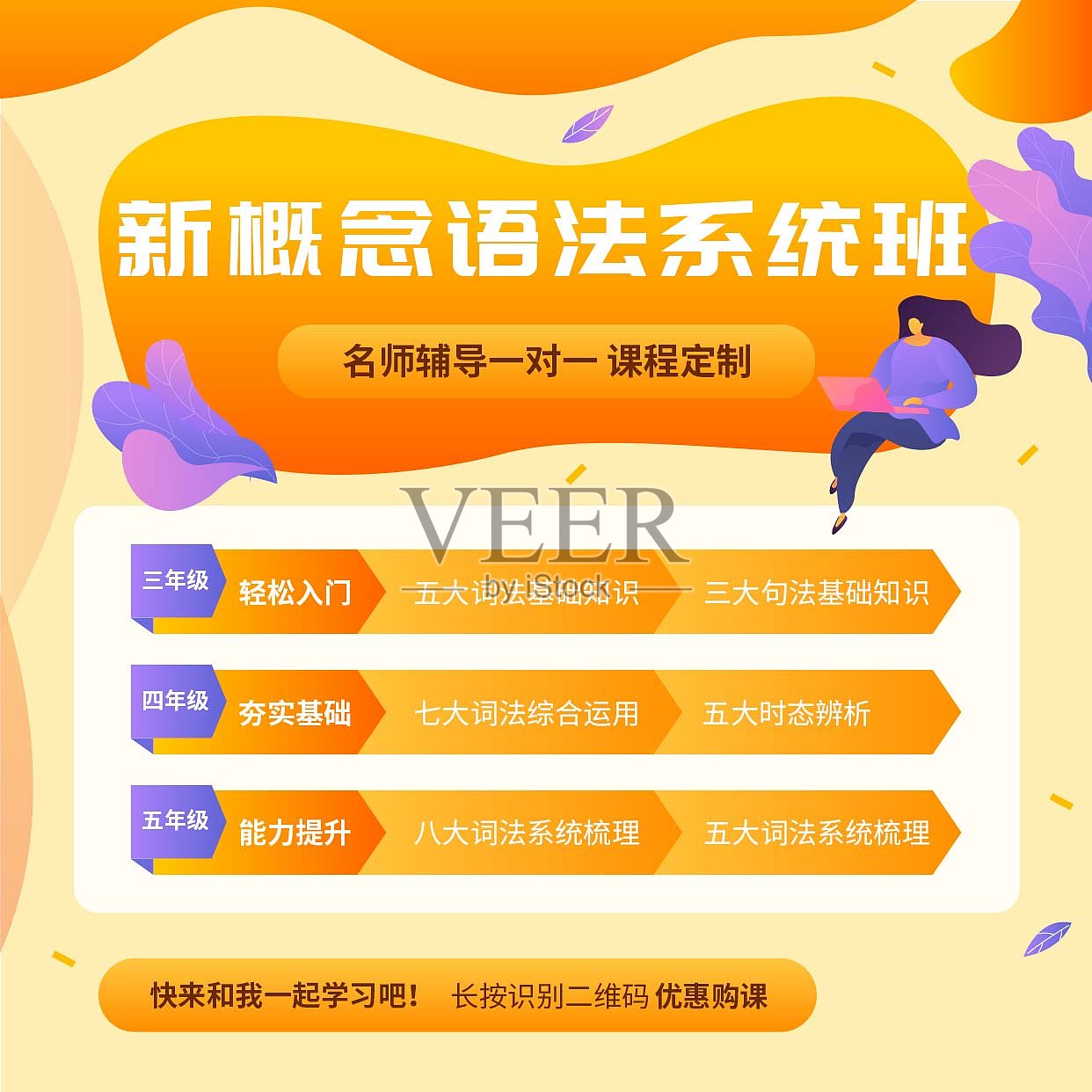 橙色简约课程宣传海报设计模板素材