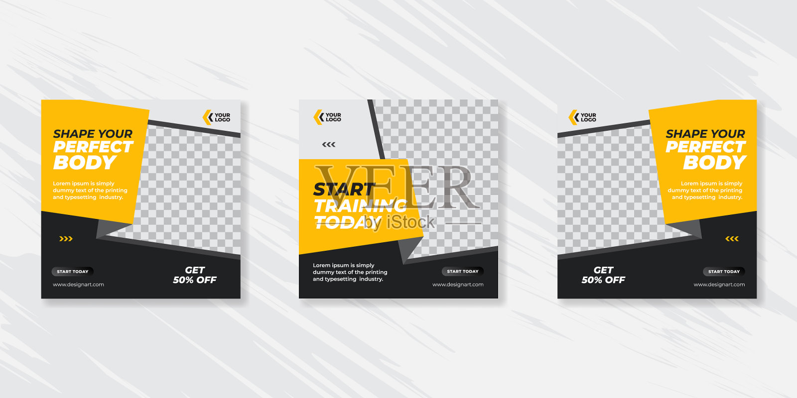 健身房和健身广场横幅模板社交设计模板素材