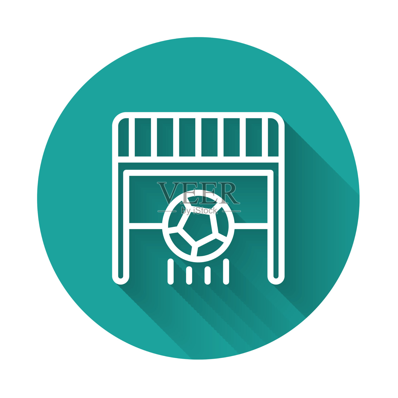 白线足球球门与球图标孤立插画图片素材