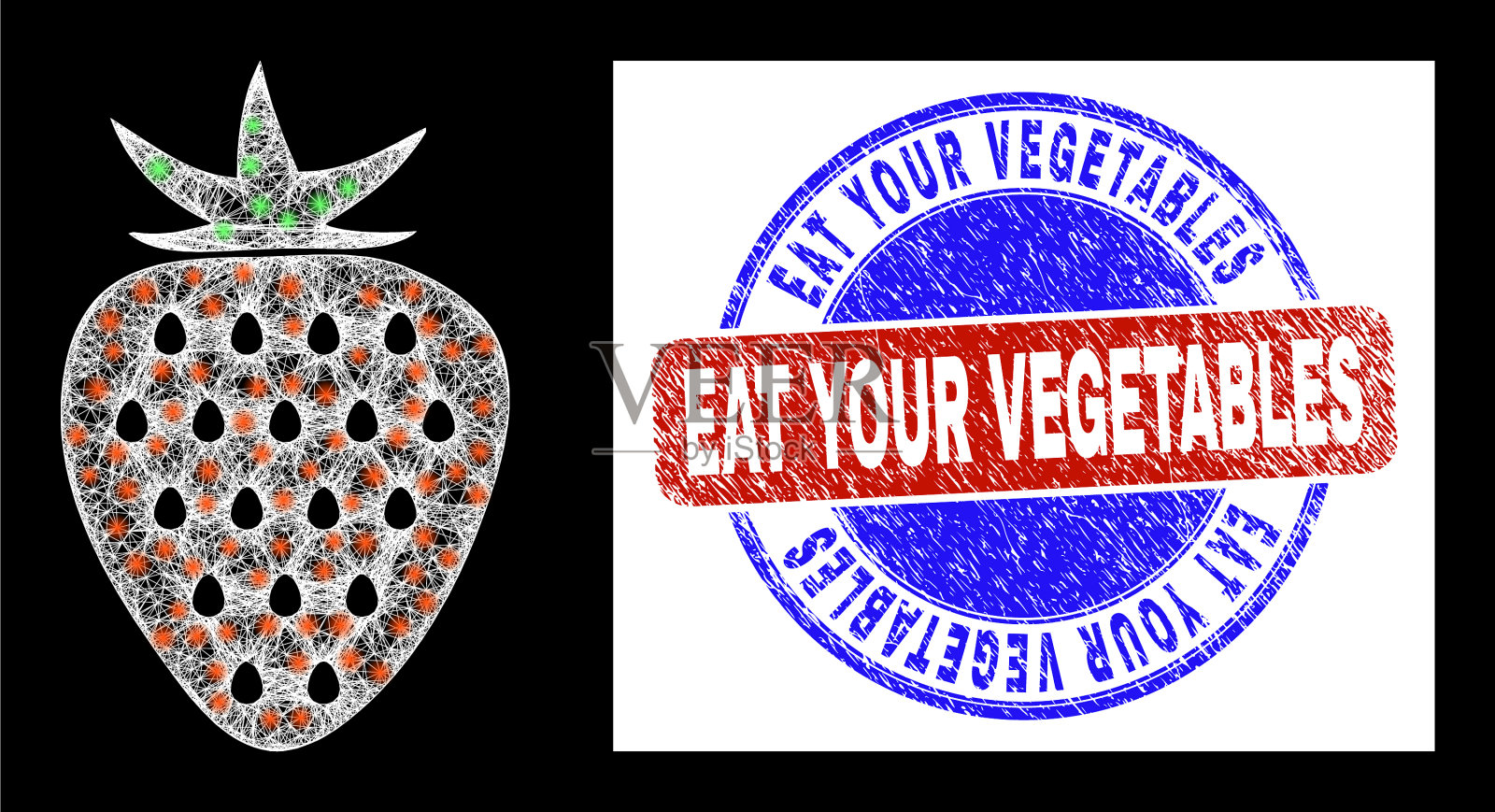 双色橡胶吃你的蔬菜徽章和光插画图片素材