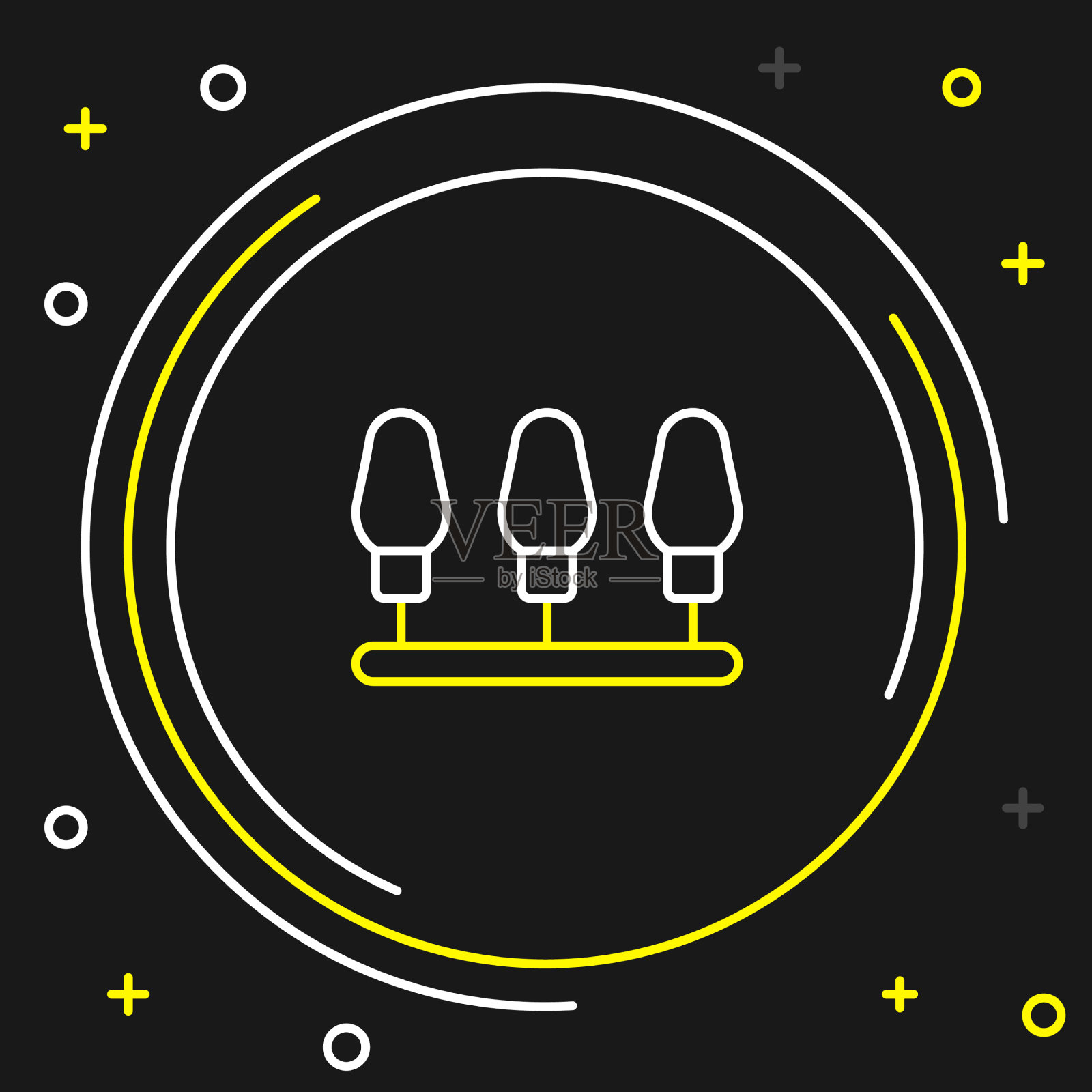 行圣诞灯图标孤立在黑色图标素材